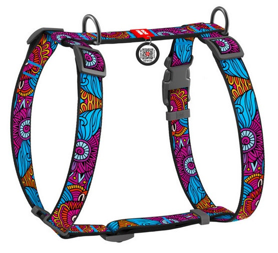 Collar WauDog Nylon Szelki nylonowe anatomiczne w kształcie litery H, z QR-paszportem, plastikowy fastex, wzór LATO, rozmiar S 15mm - Image 1
