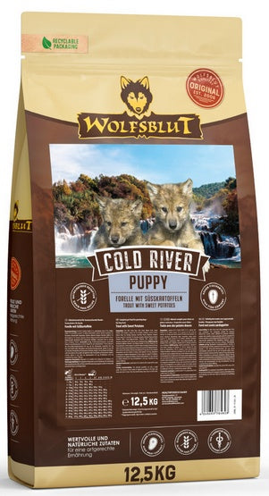Wolfsblut Cold River Puppy 12,5 kg – bezzbożowa karma rybna dla szczeniąt (pstrąg i łosoś) - Image 1