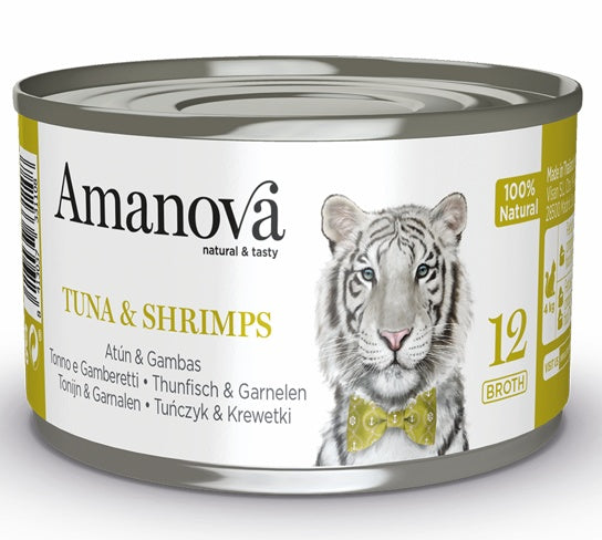 Amanova Cat Tuna & Shrimps – 60% świeżego tuńczyka w naturalnym bulionie