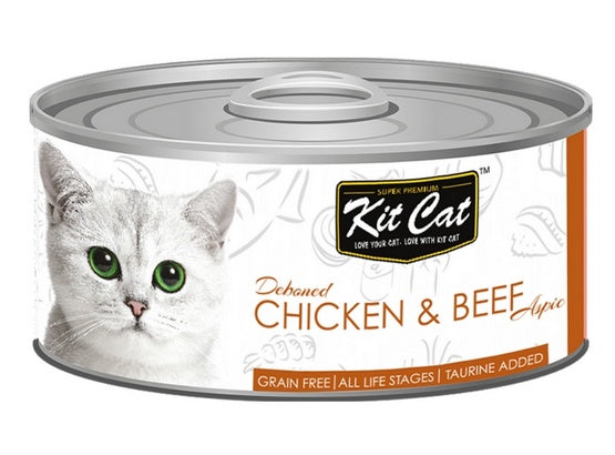 Kit Cat Chicken & Beef puszka 80g – bezzbożowa mokra karma z tauryną