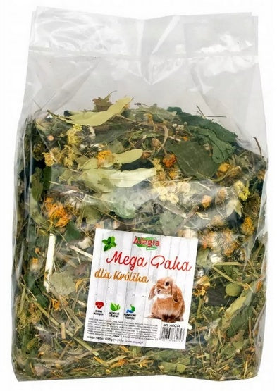 Alegia Mega Paka dla królika 650 g – 22 naturalne składniki z gałązkami i korzeniami