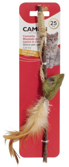 Camon Cat Toy wędka matatabi z myszką – roślinny bodziec do aktywnej zabawy
