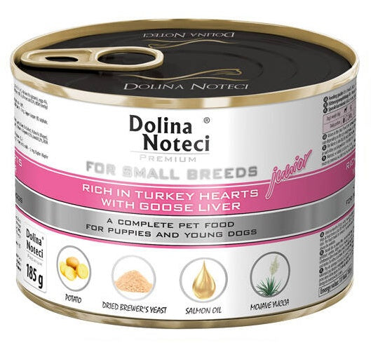 Dolina Noteci Premium Pies Mały Junior serca indyka i wątróbka z gęsi 185g - Image 1