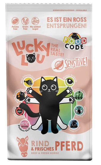 Lucky Lou Food Code Sensitive wołowina & konina 1,7 kg – bez zbóż dla wrażliwych kotów