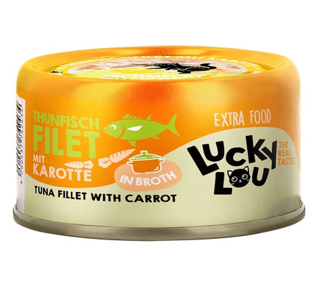 Lucky Lou Extrafood tuńczyk i marchewka w bulionie puszka 70g – delikatny filet w lekkim bulionie