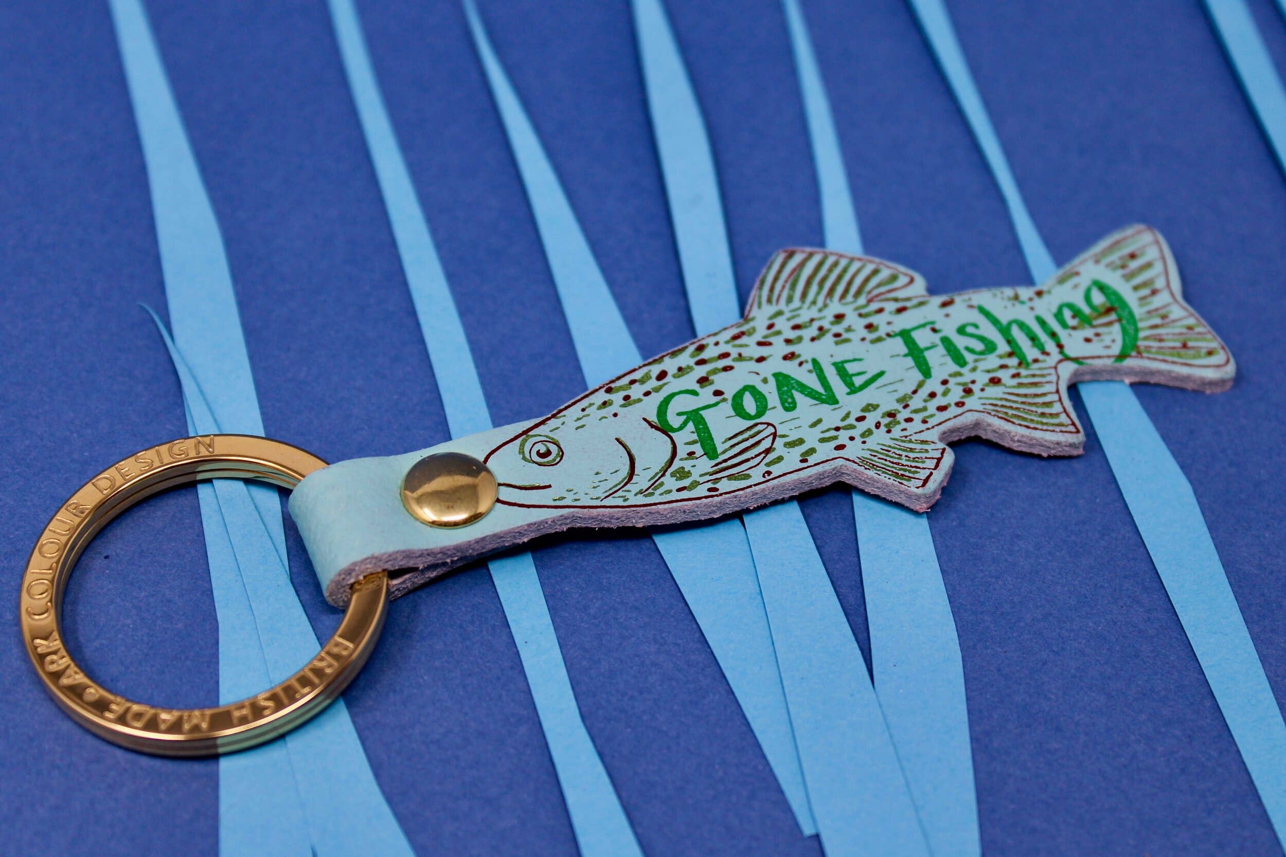 Gone Fishing Leather Key Fob - Image 3