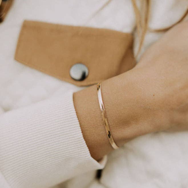 Jade Gold Filled Herringbone Bracelet - Image 2