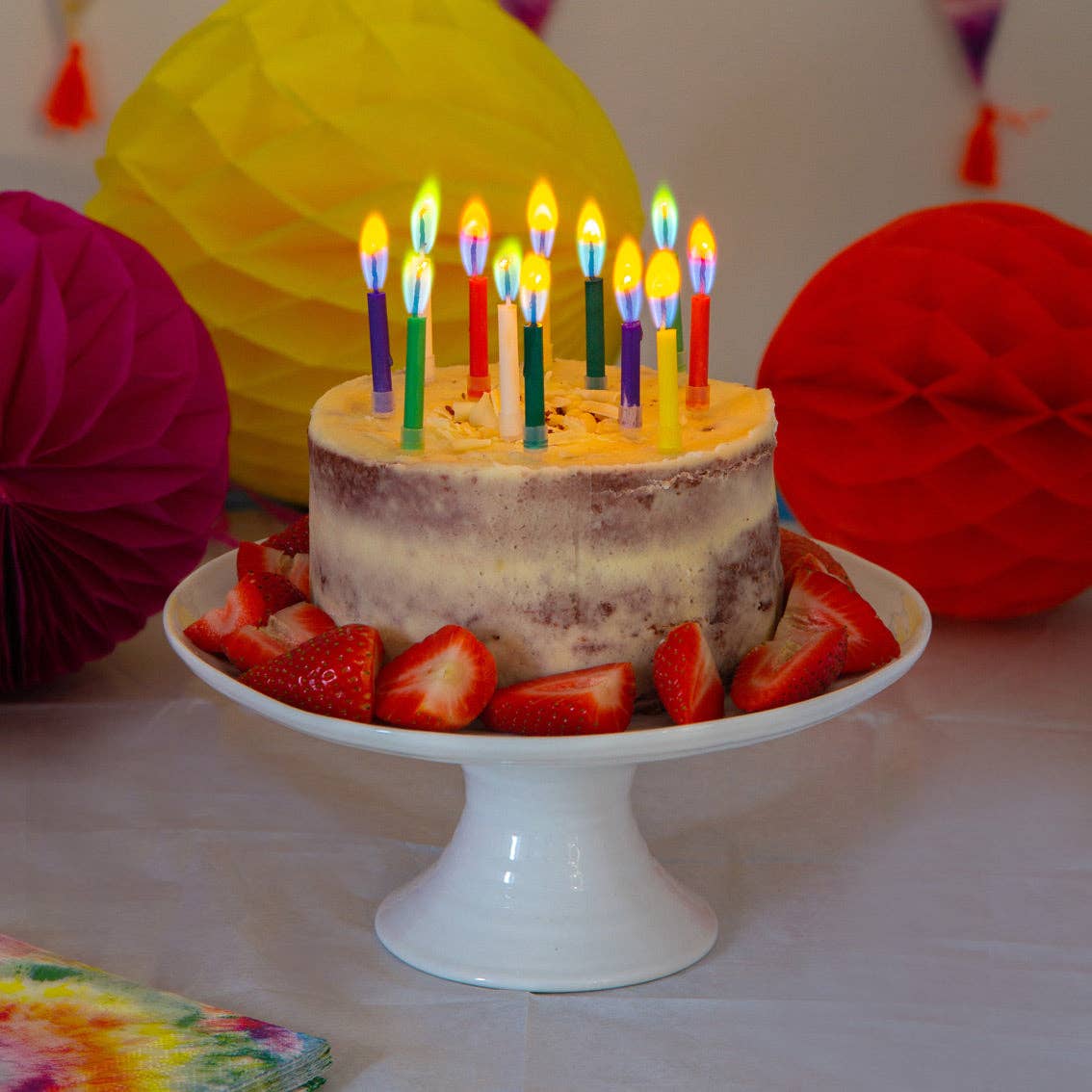Rainbow Flame Birthday Candles - 12 Pack | Cake Candles | - Image 2