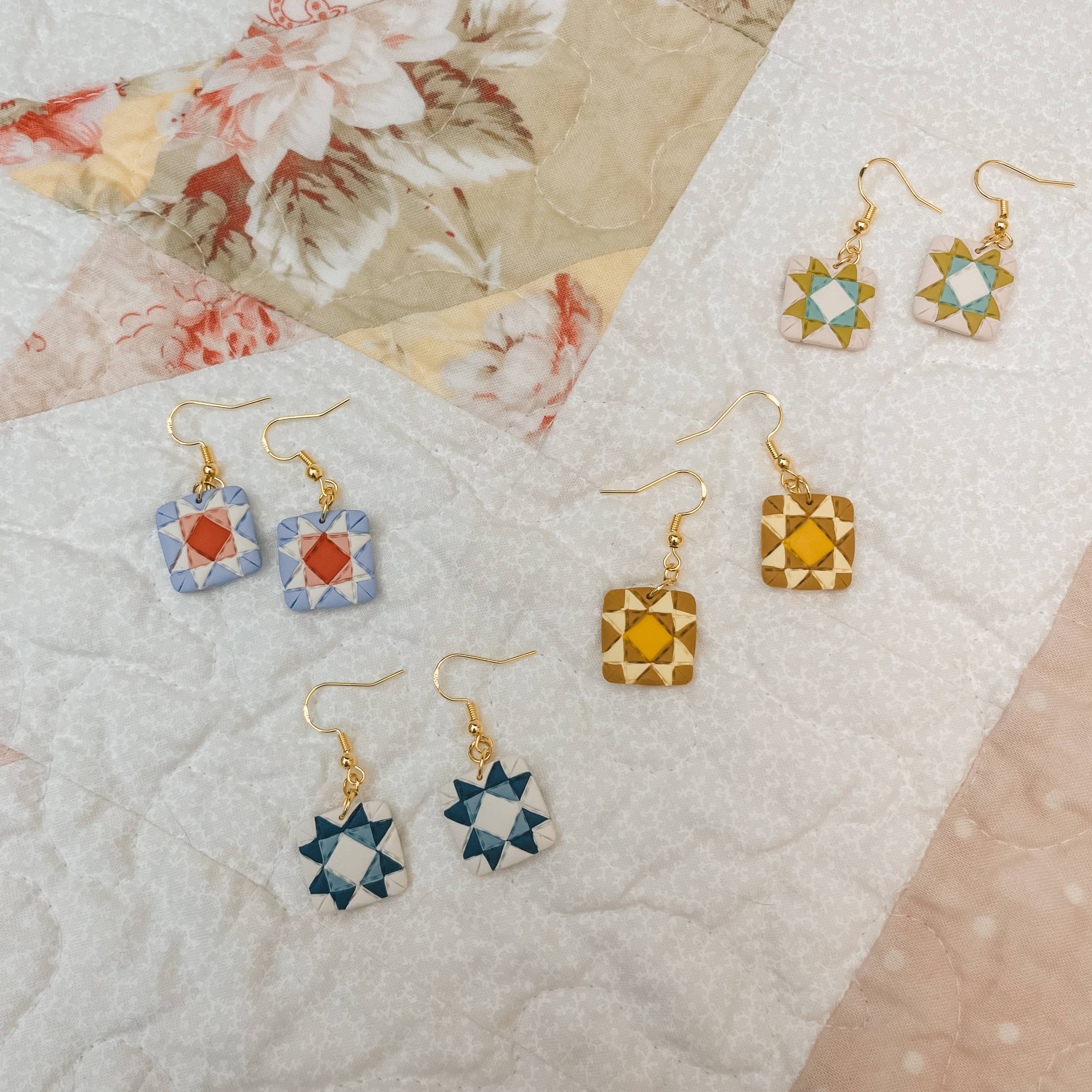 Quilt Block Dangle Earrings - Image 1