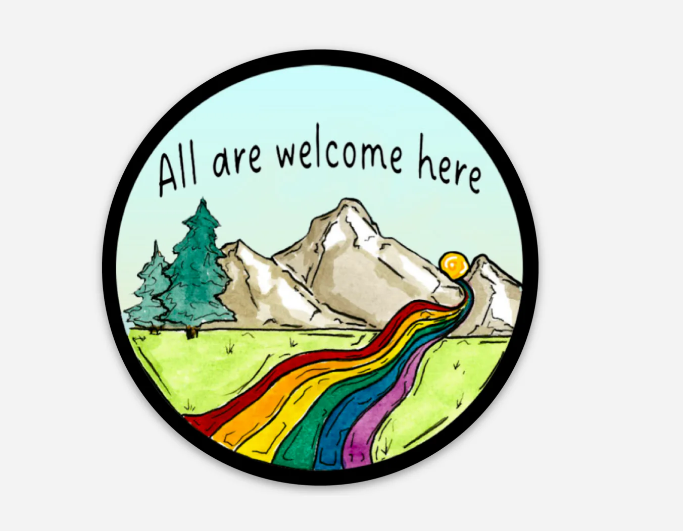 Pride River - All Are Welcome Here Sticker - Image 1