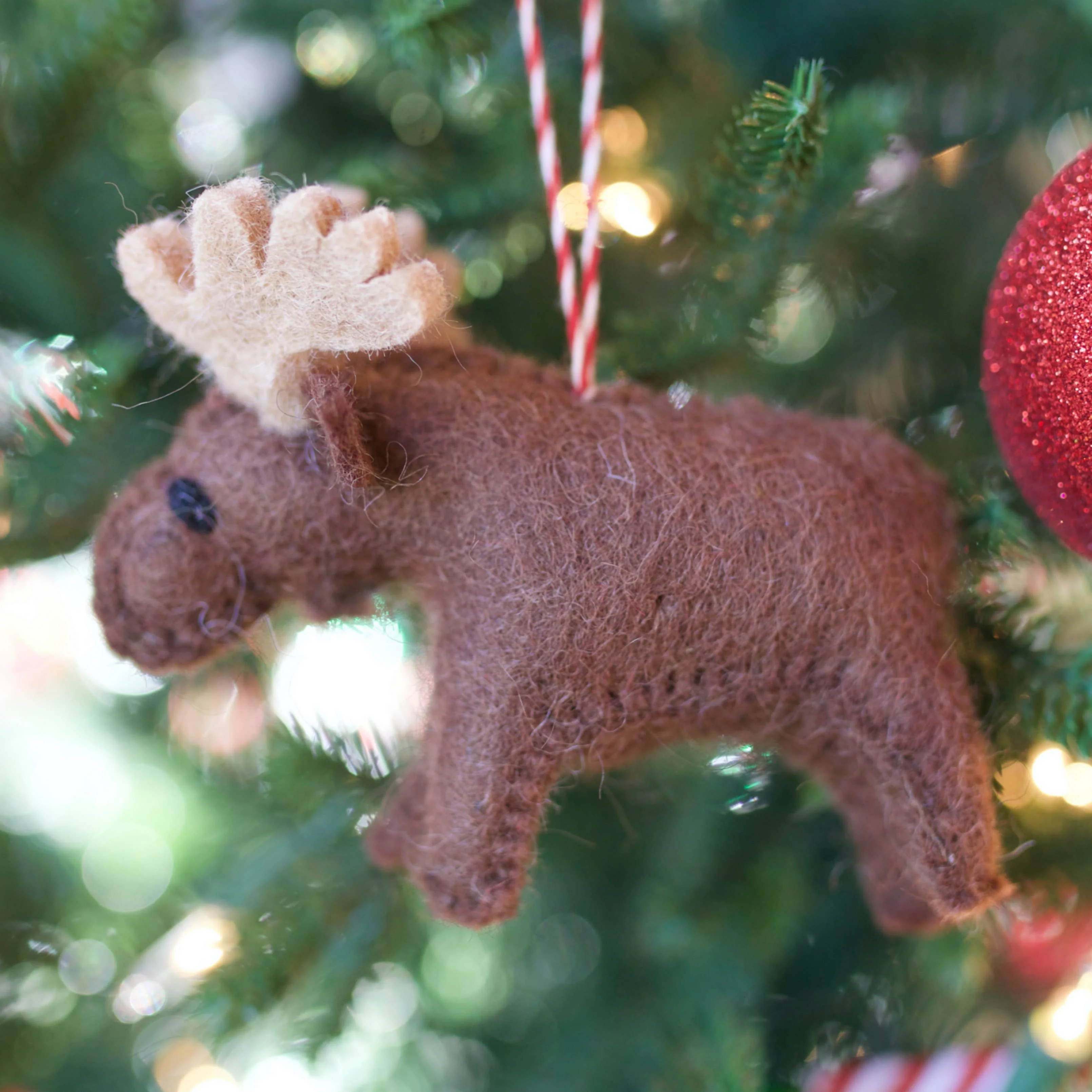 Moose Felt Wool Christmas Ornament - Image 2