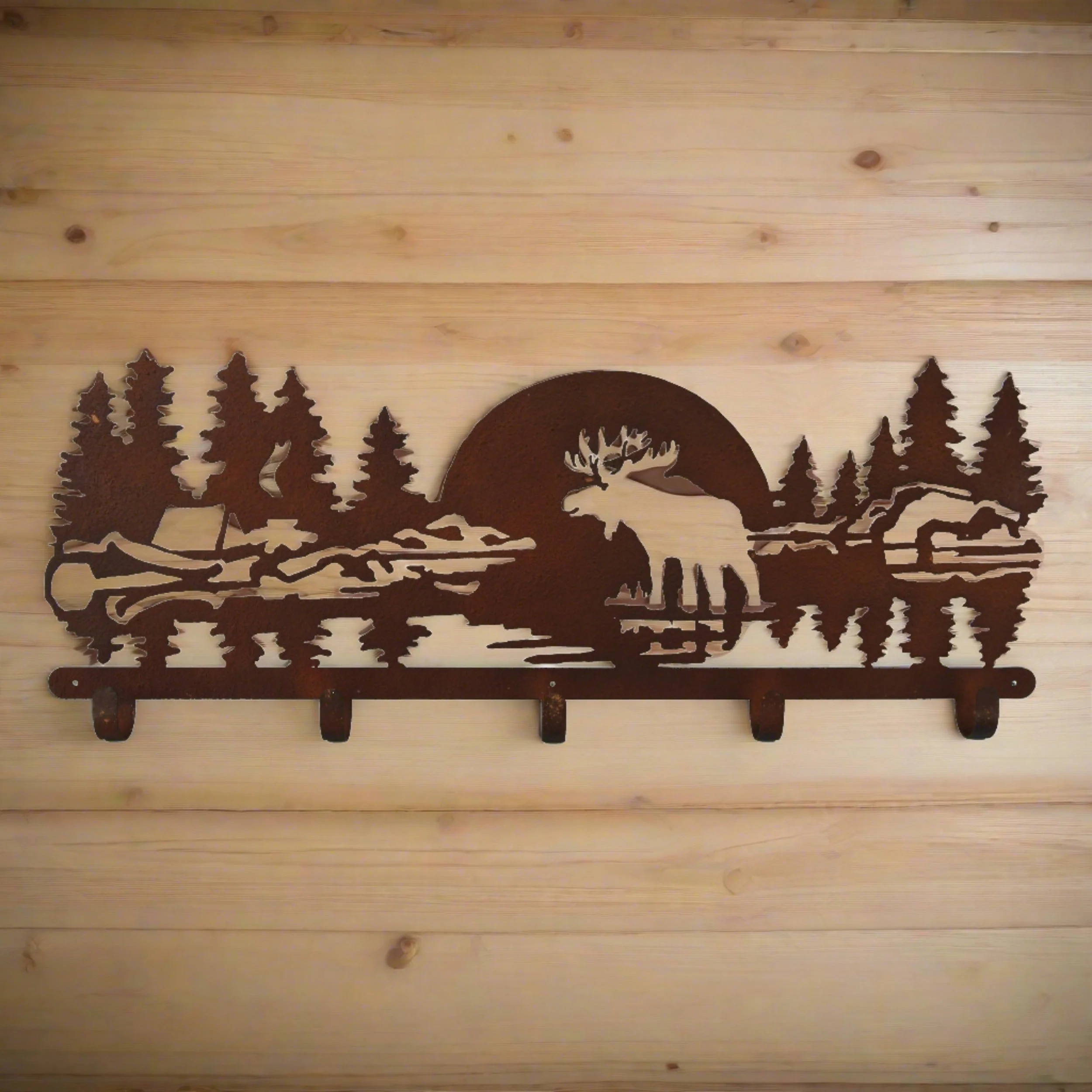 Laser Cut Metal Coat and Hat Rack-Moose - Image 1