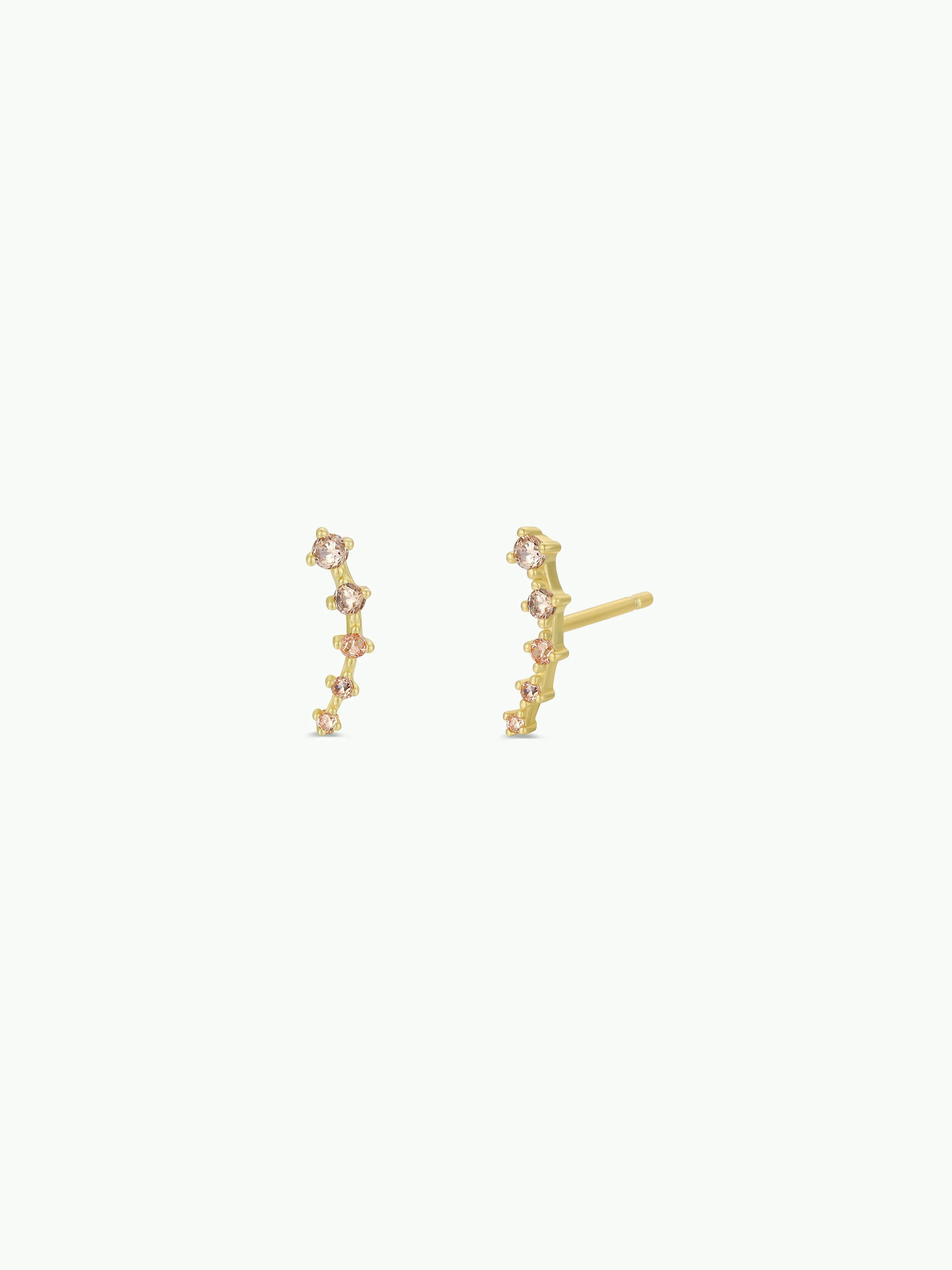 Crawler - Champagne CZ - Gold Earrings - Image 2