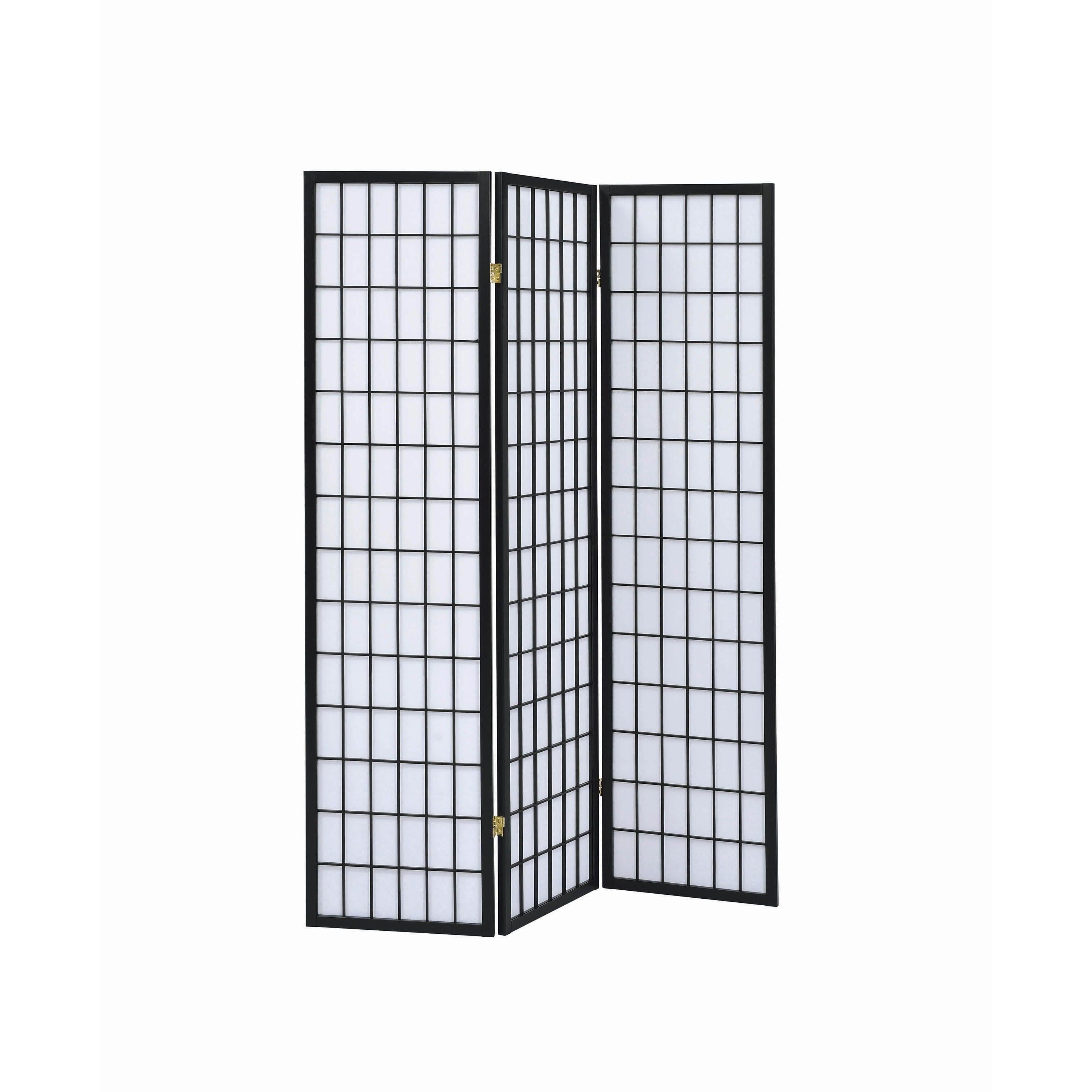 Coaster Furniture Carrie 4622 3-Panel Room Divider Folding Shoji Screen - Black - Image 1
