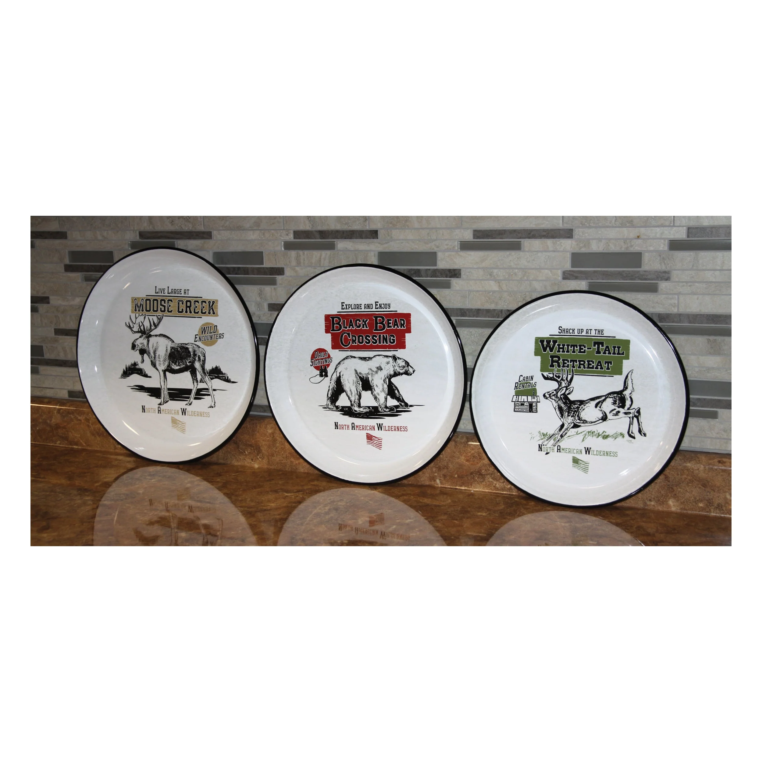 Round Platters 3 Piece-Porcelain Enamel - Image 1