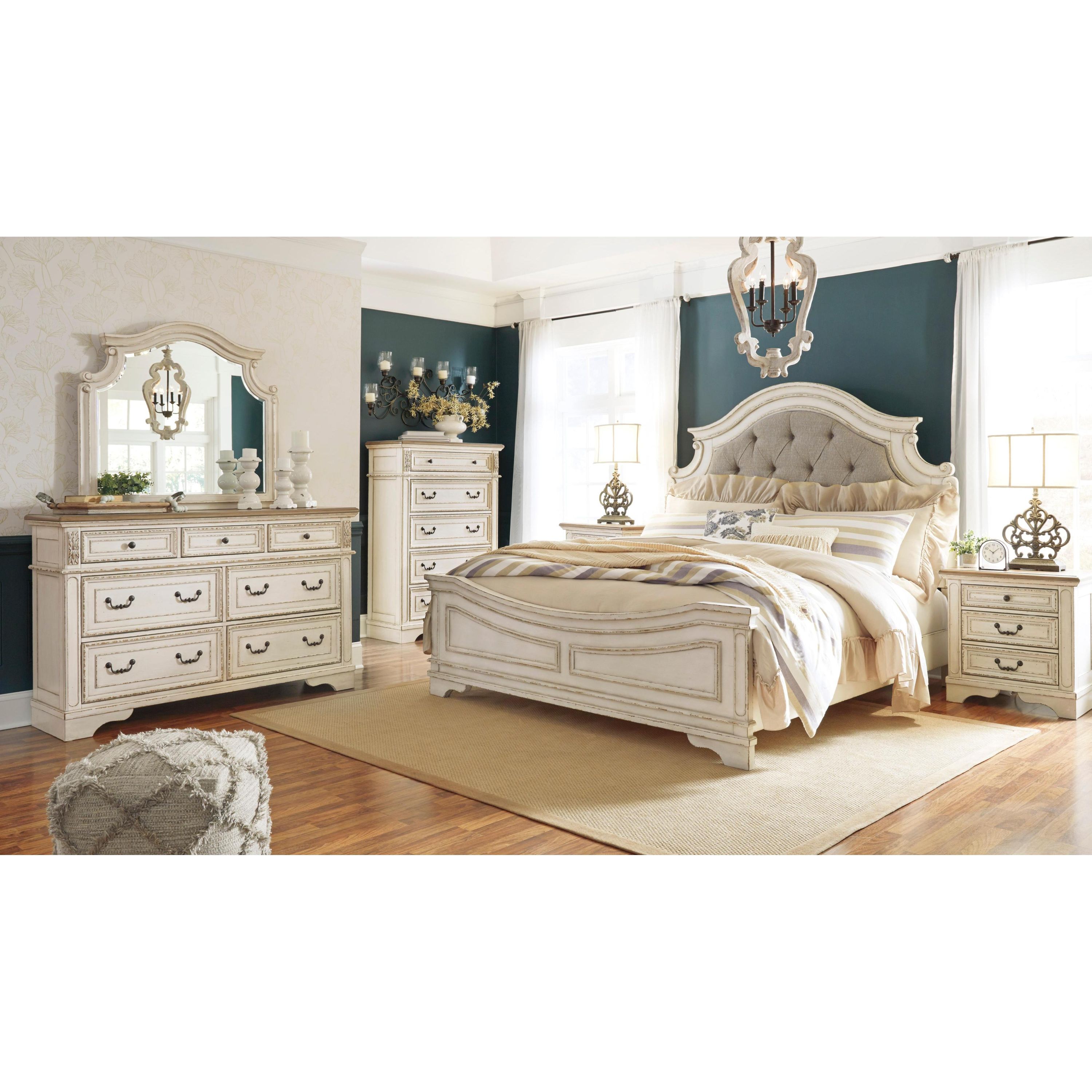 Signature Design by Ashley Realyn B743 7 pc Queen Upholstered Panel Bedroom Set - Image 1