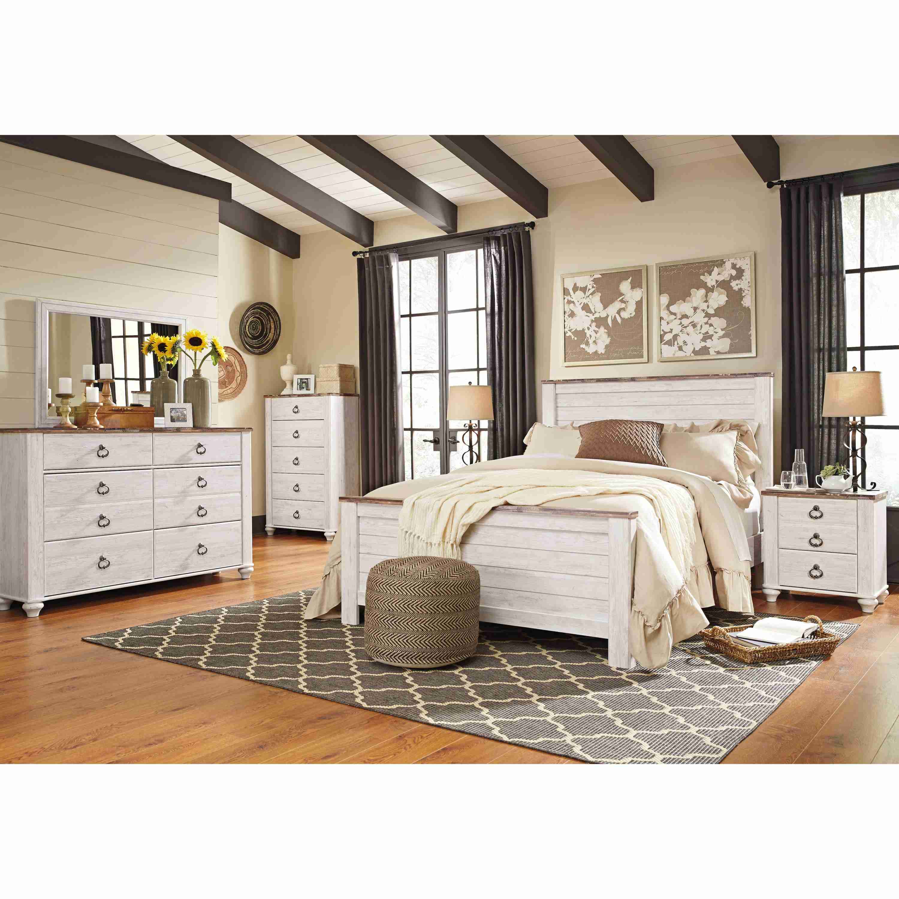 Signature Design by Ashley Willowton B267 7 pc Queen Panel Bedroom Set - Image 1