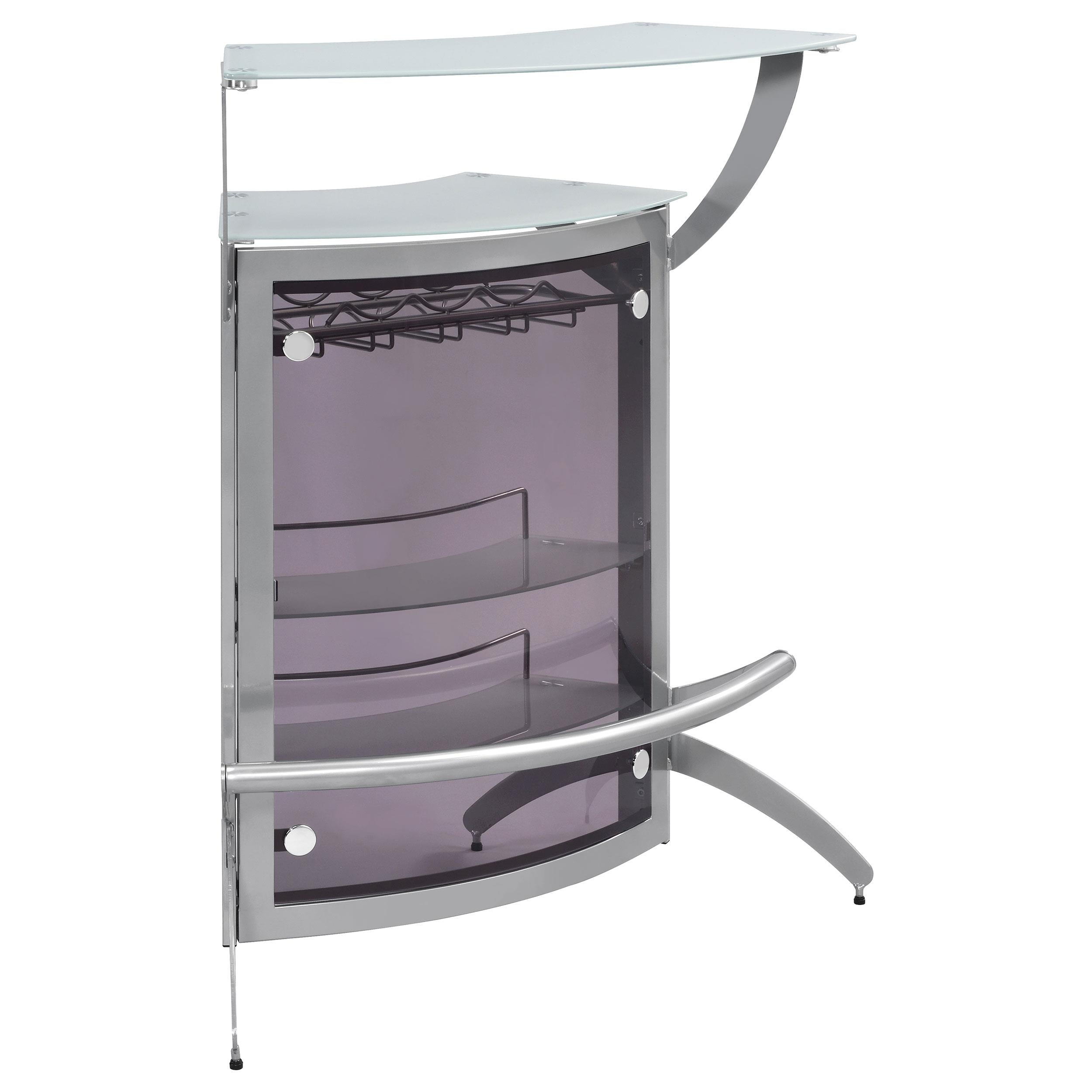 Coaster Furniture Dallas 100135 2-shelf Curved Freestanding Home Bar Cabinet – Silver