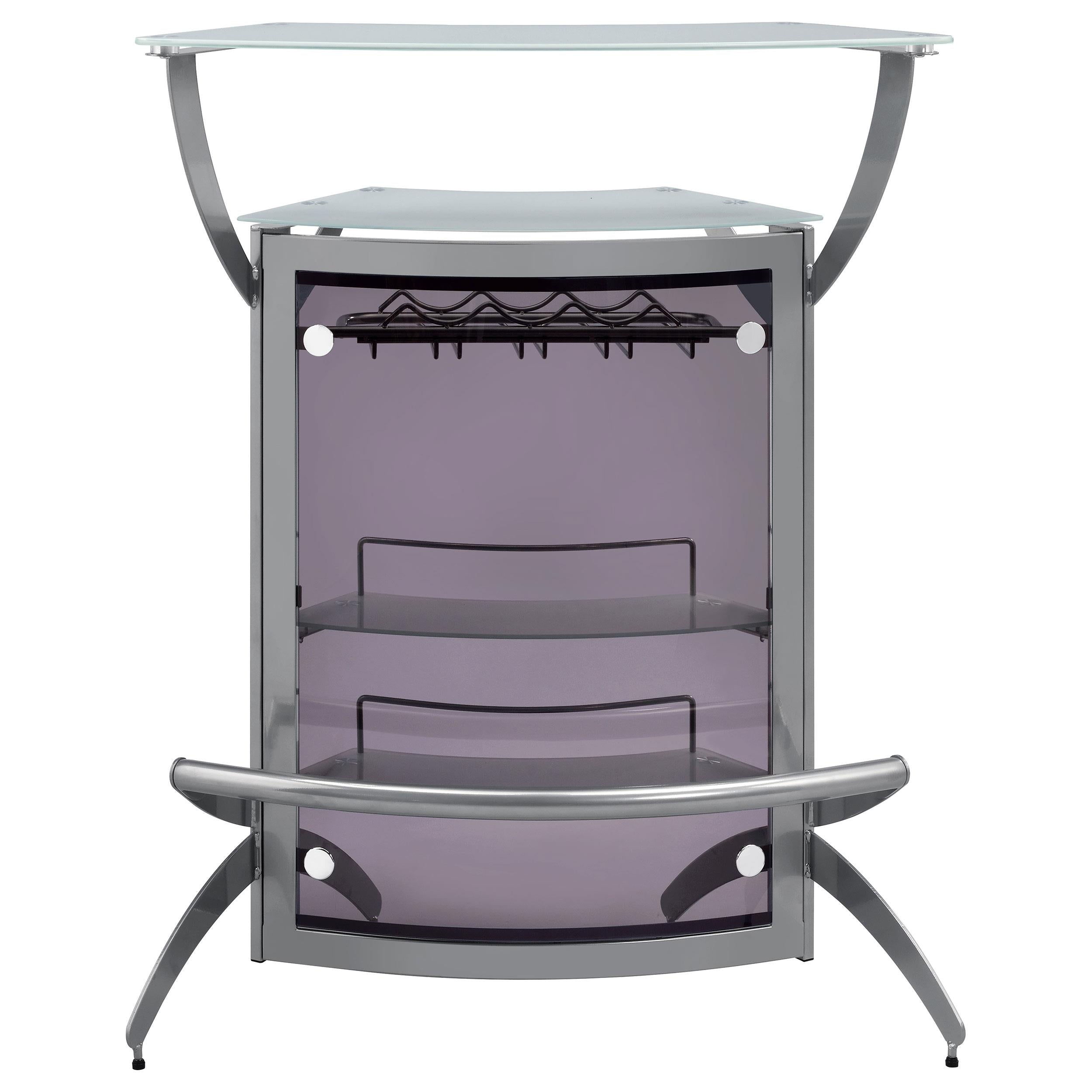 Coaster Furniture Dallas 100135 2-shelf Curved Freestanding Home Bar Cabinet - Silver - Image 2