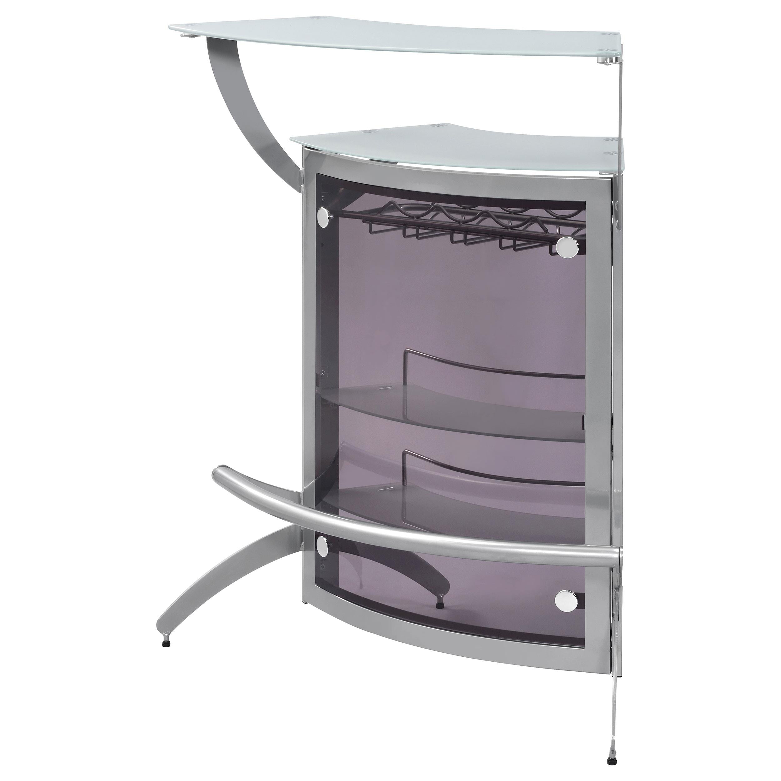 Coaster Furniture Dallas 100135 2-shelf Curved Freestanding Home Bar Cabinet - Silver - Image 3