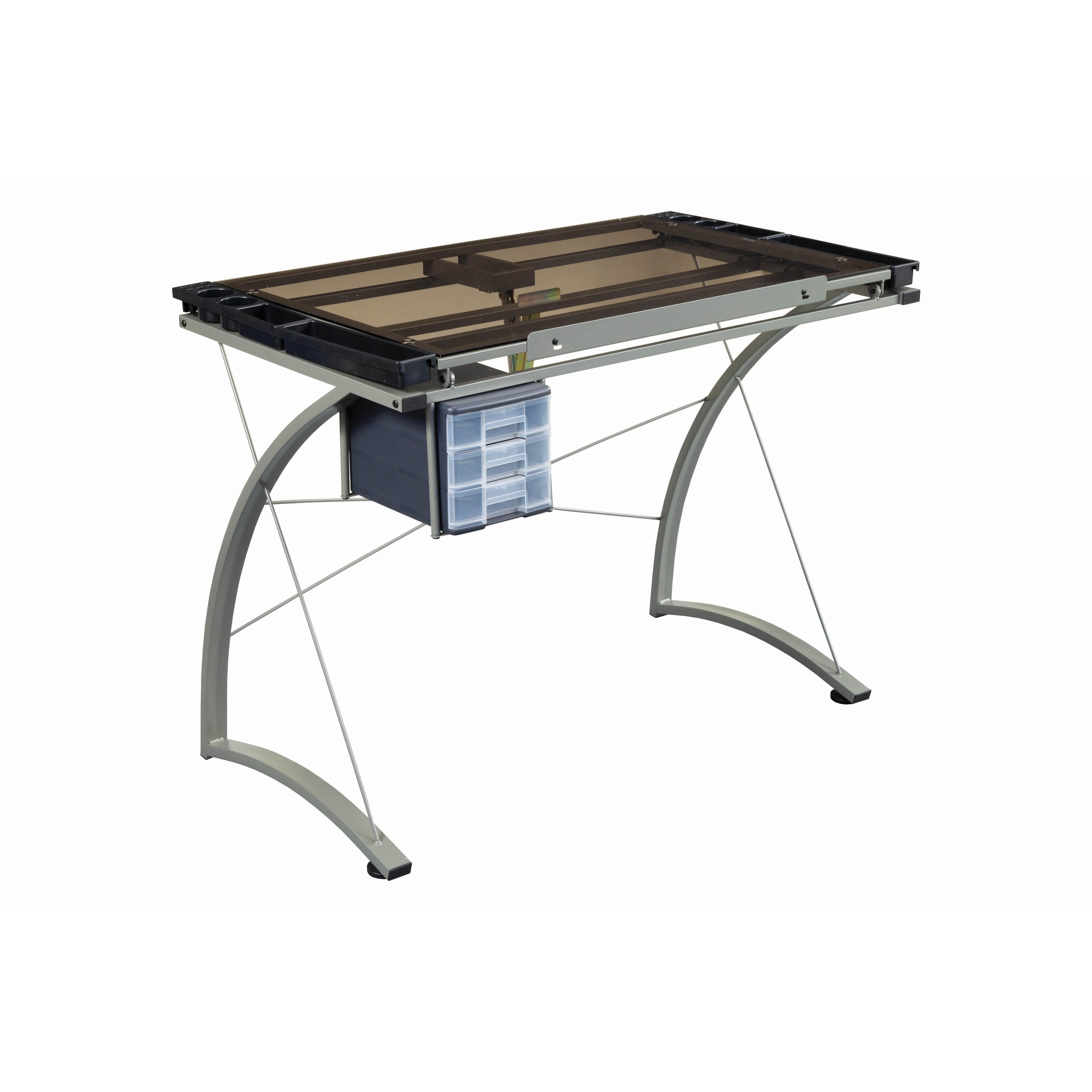 Coaster Furniture Melo 800986 41-inch Glass Top Drafting Table with Storage - Silver - Image 3