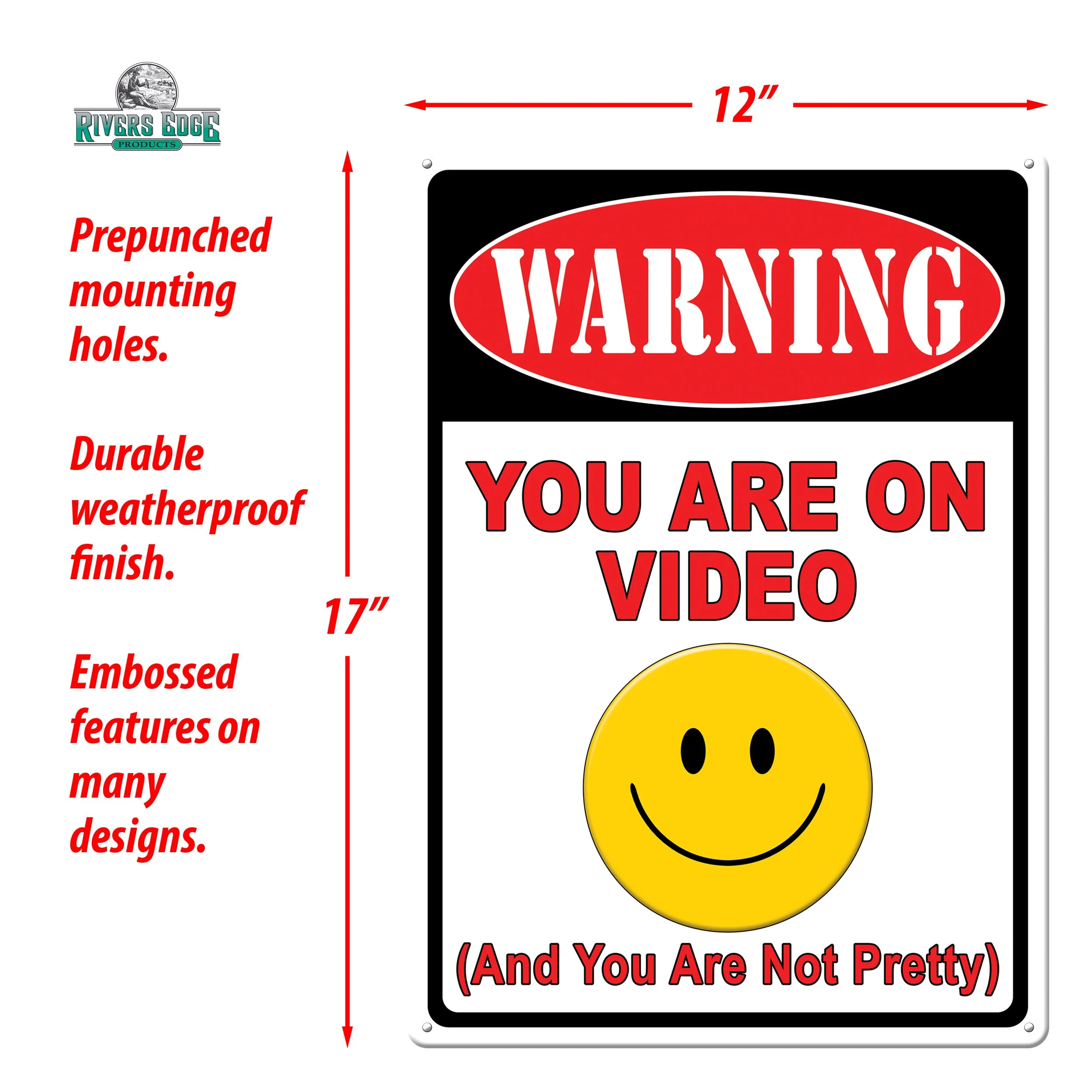 Tin Sign 12in x 17in-Warning On Video - Image 2