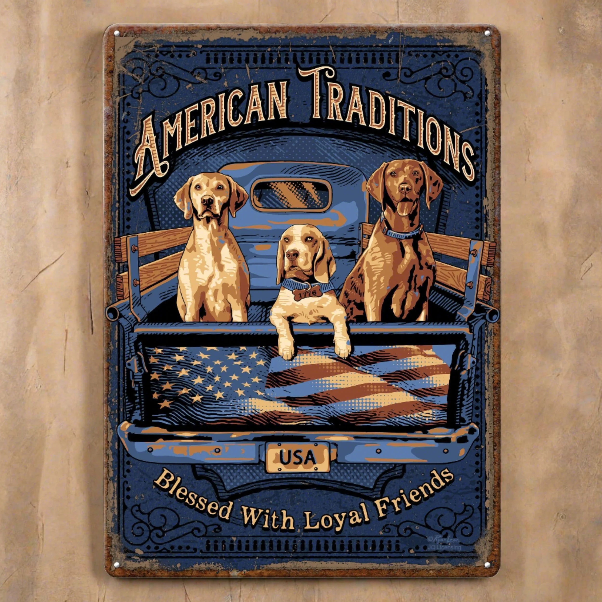 Tin Sign 12in x 17in-American Tradition Dogs - Image 1