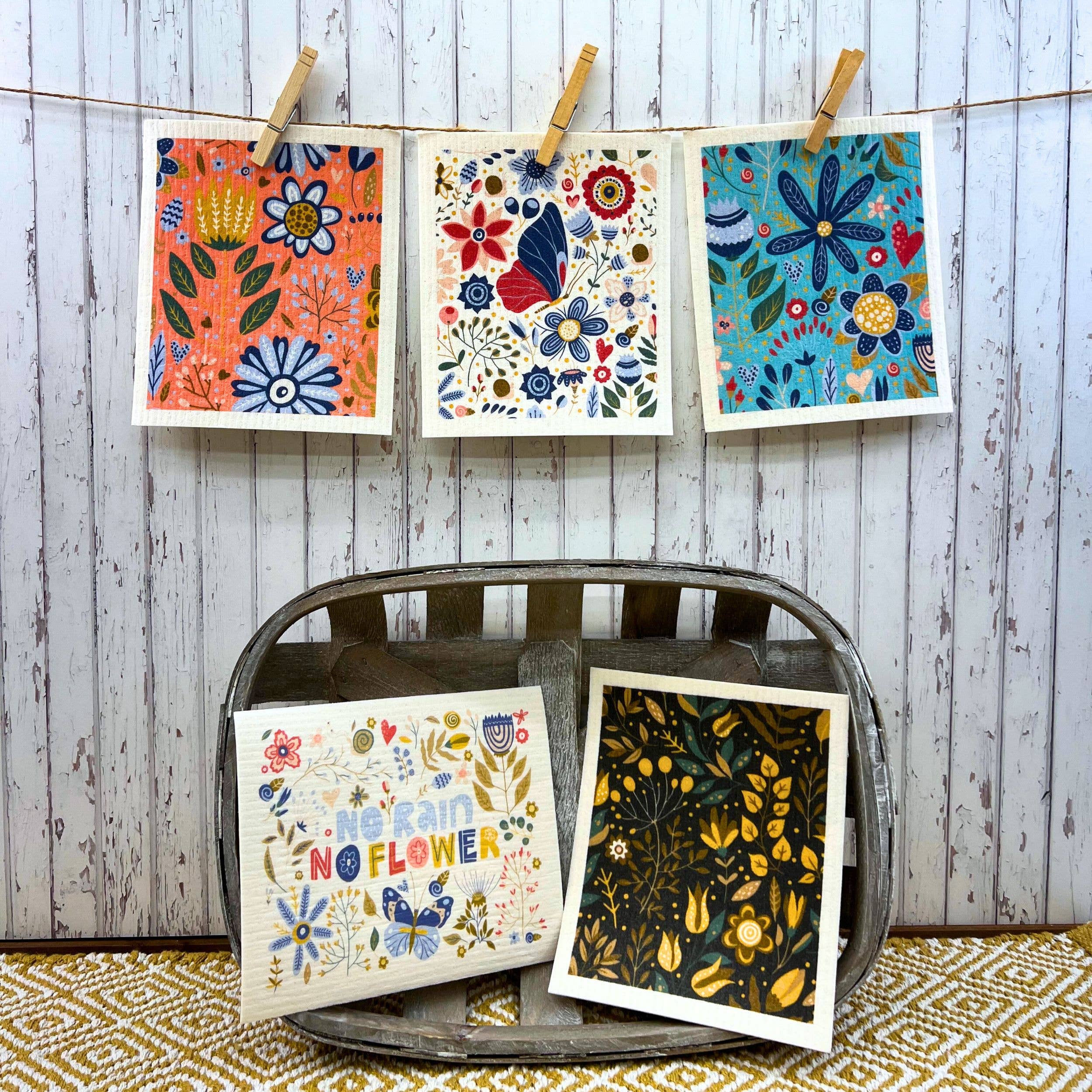 Spring Garden Flowers Swedish Dishcloth - Spring Decor - Image 3