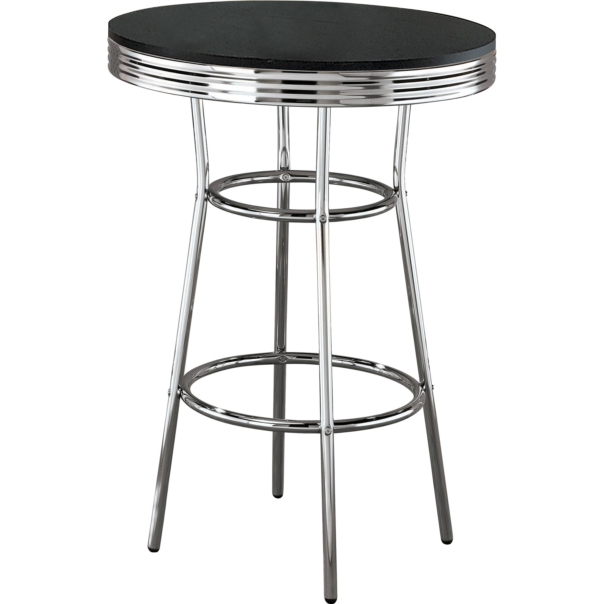 Coaster Furniture Retro 2405 Round 30-inch 1950's Bistro Pub Height Bar Table - Black - Image 1