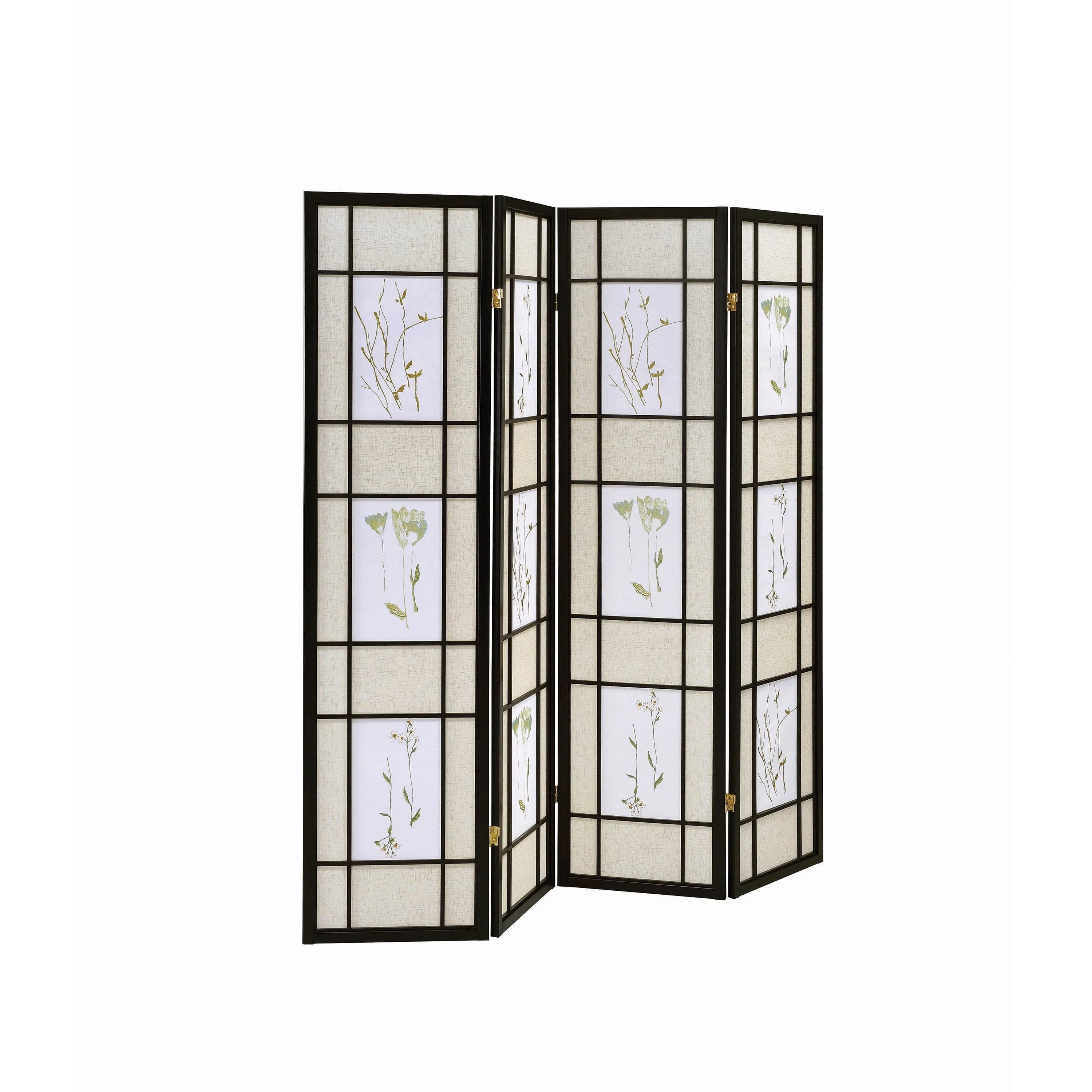 Coaster Furniture Catabella 4407 4-Panel Room Divider Folding Shoji Screen – Floral