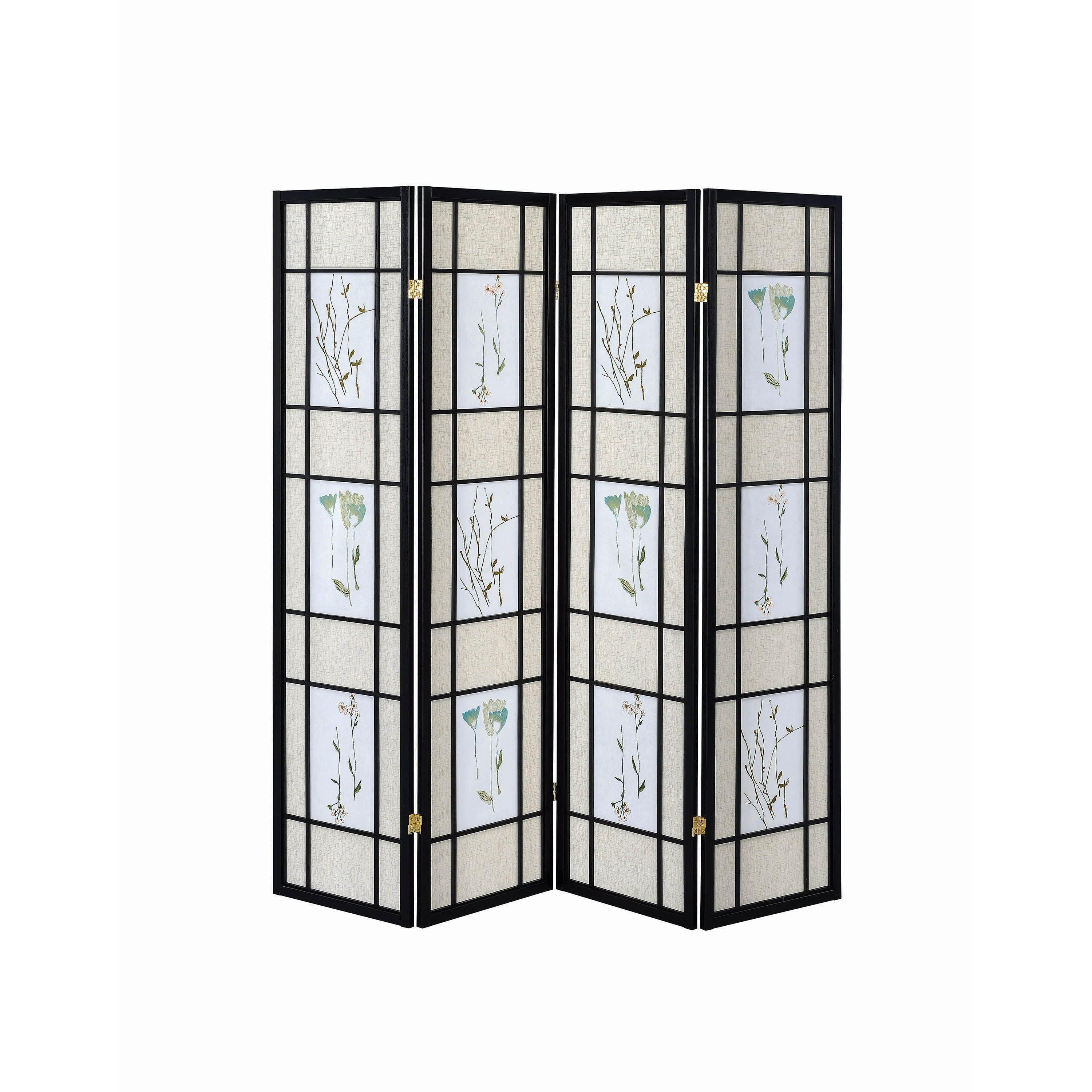 Coaster Furniture Catabella 4407 4-Panel Room Divider Folding Shoji Screen - Floral - Image 2