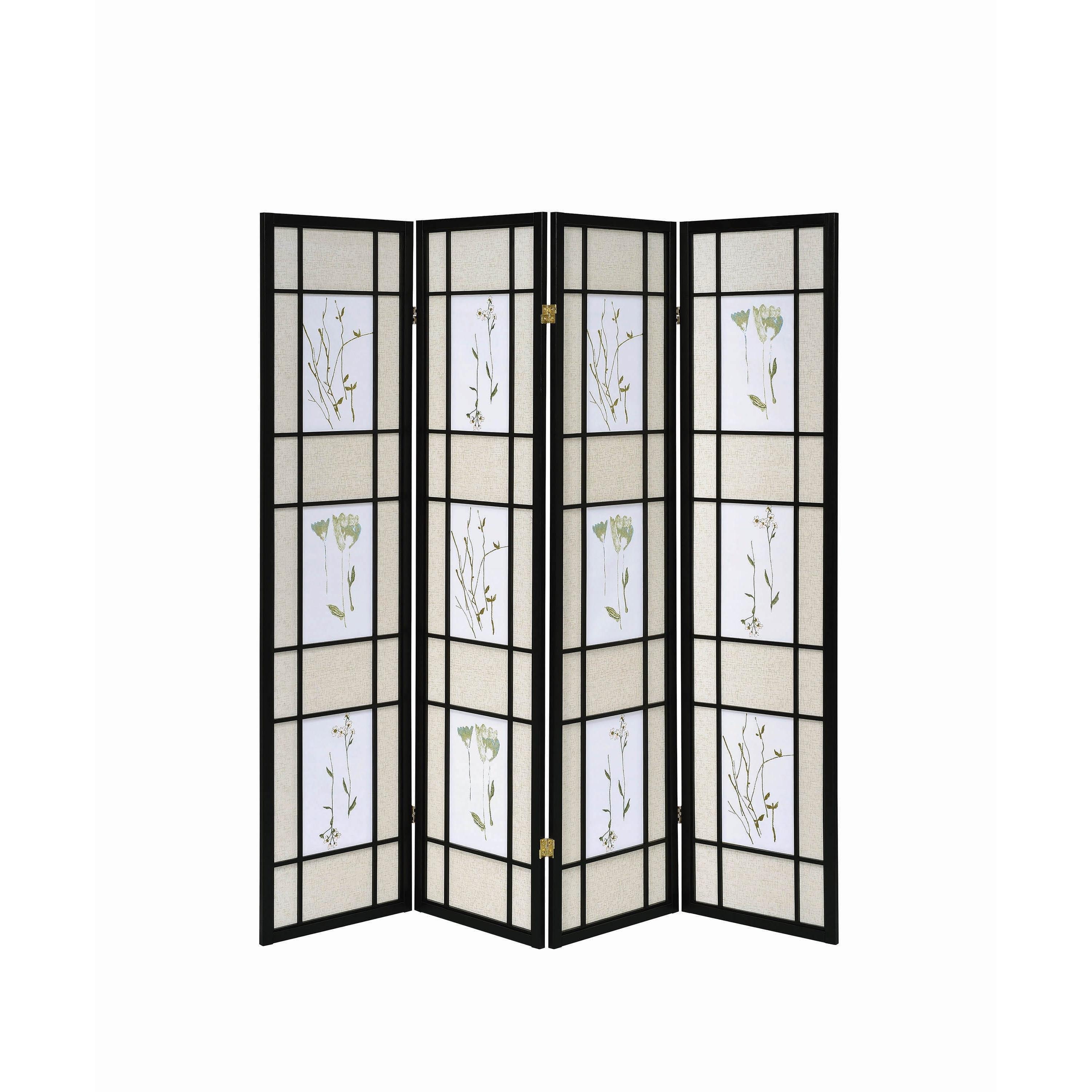 Coaster Furniture Catabella 4407 4-Panel Room Divider Folding Shoji Screen - Floral - Image 3