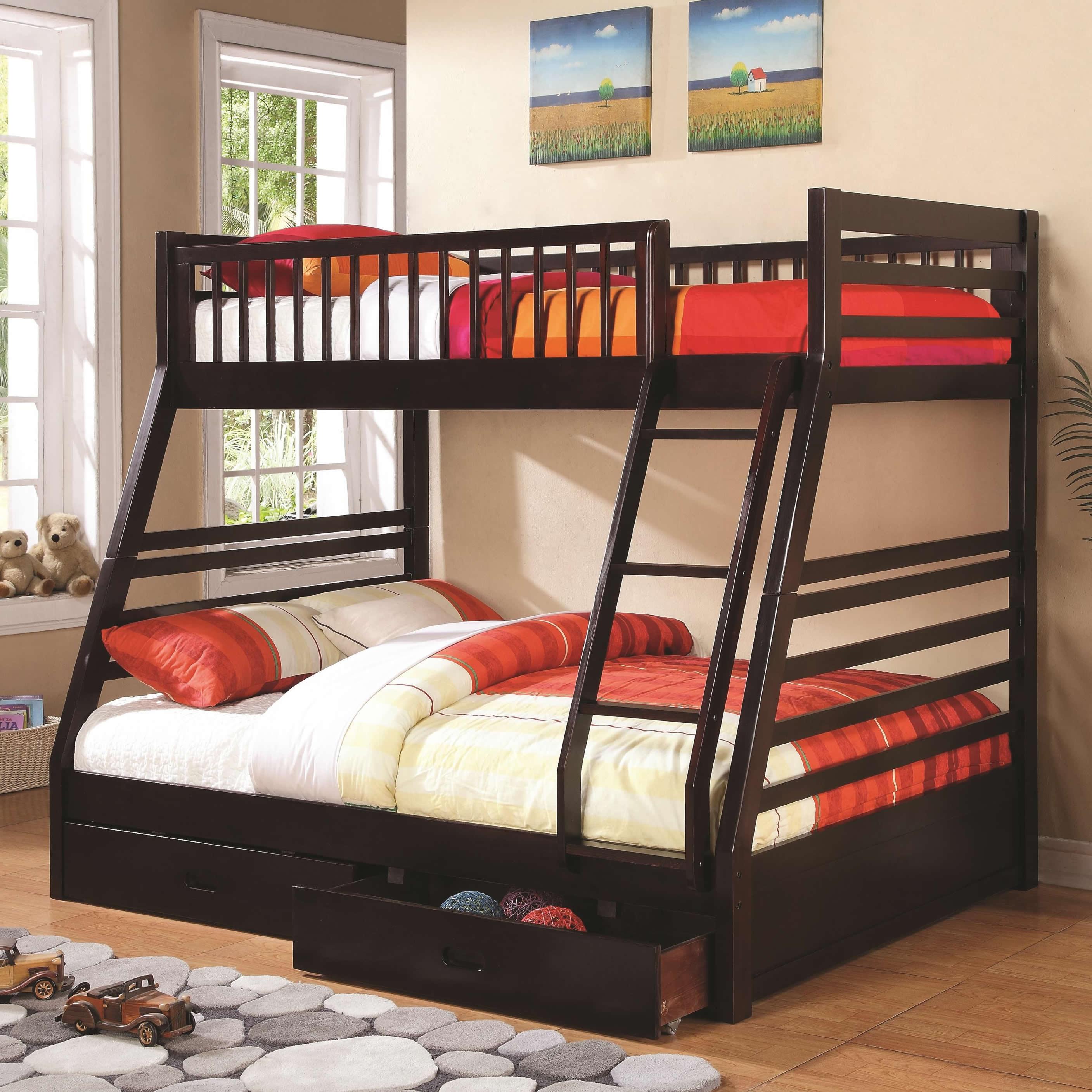Coaster Furniture Ashton 460184 2-Drawer Wood Twin Over Full Bunk Bed – Cappuccino