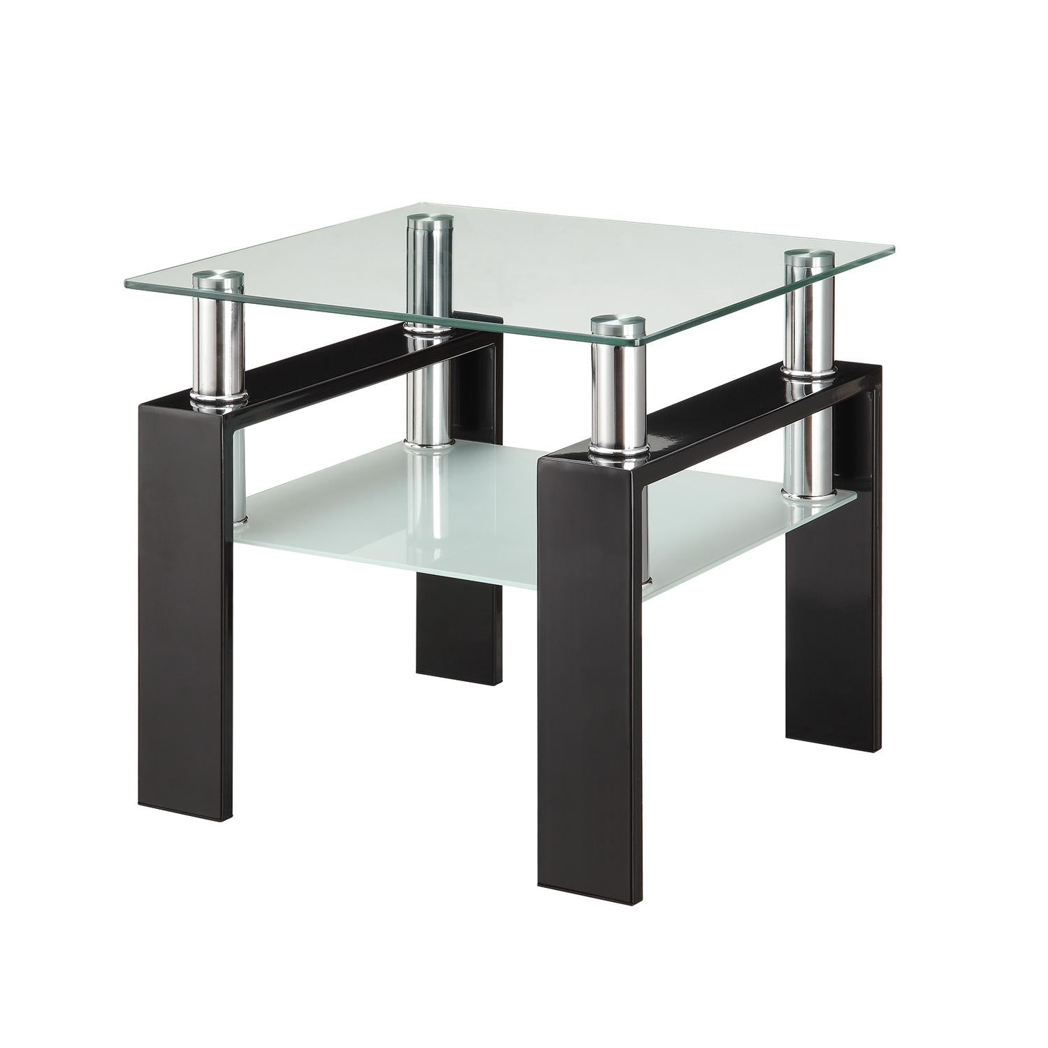 Coaster Furniture Dyer 702287 1-shelf Square Glass Top Side End Table - Black - Image 1