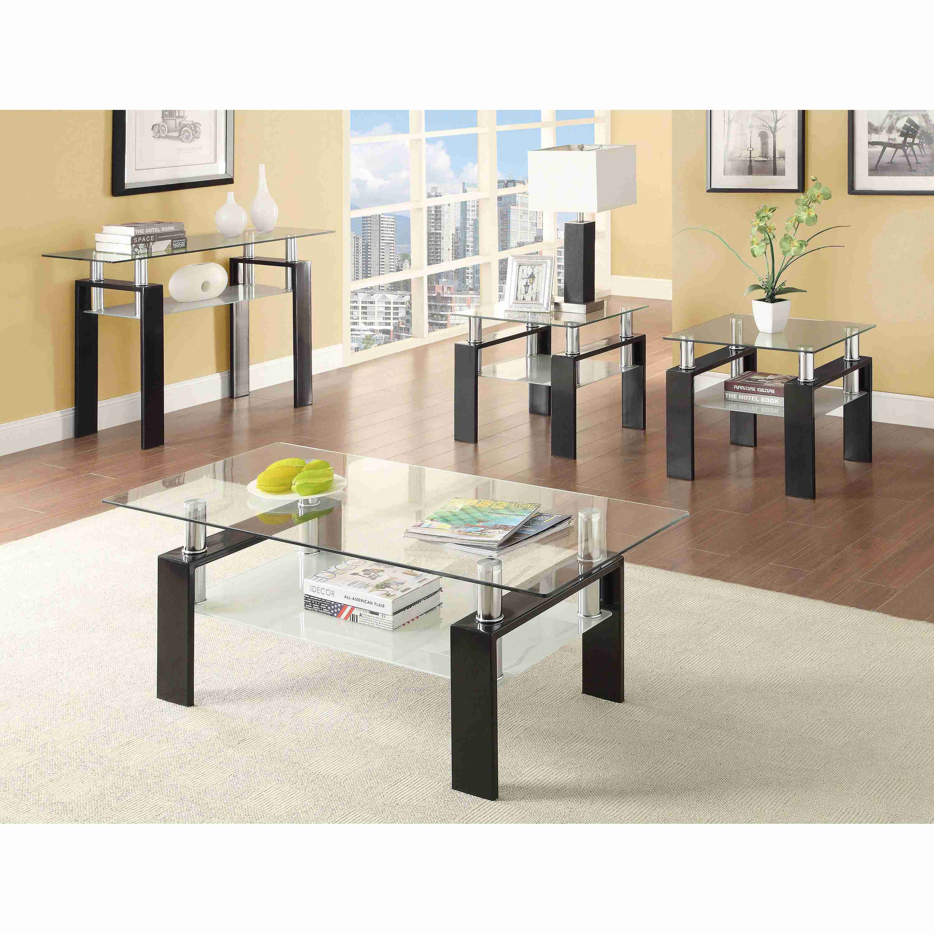 Coaster Furniture Dyer 702287 1-shelf Square Glass Top Side End Table - Black - Image 3