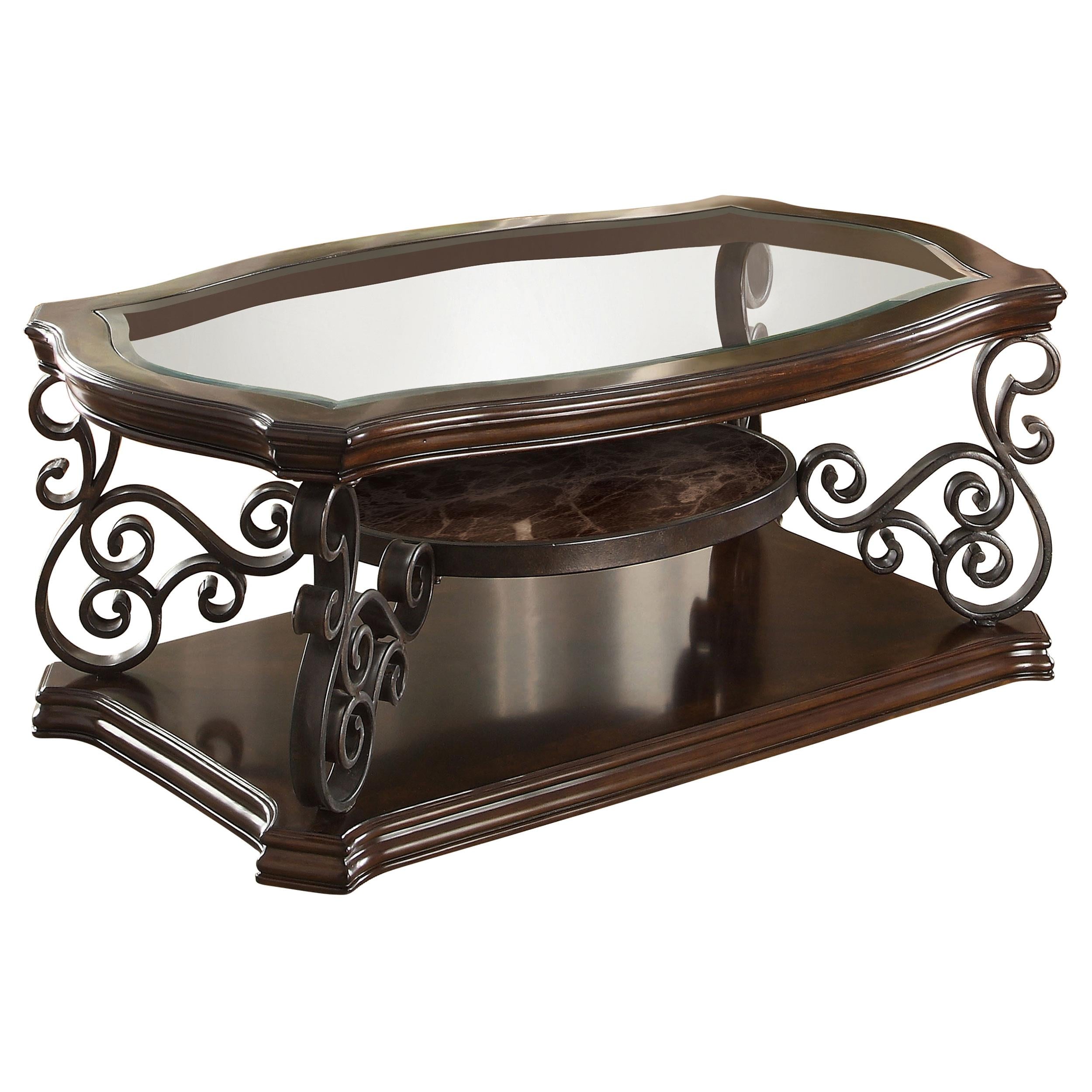 Coaster Furniture Laney 702448 1-shelf Glass Top Rectangular Coffee Table - Deep Merlot - Image 2