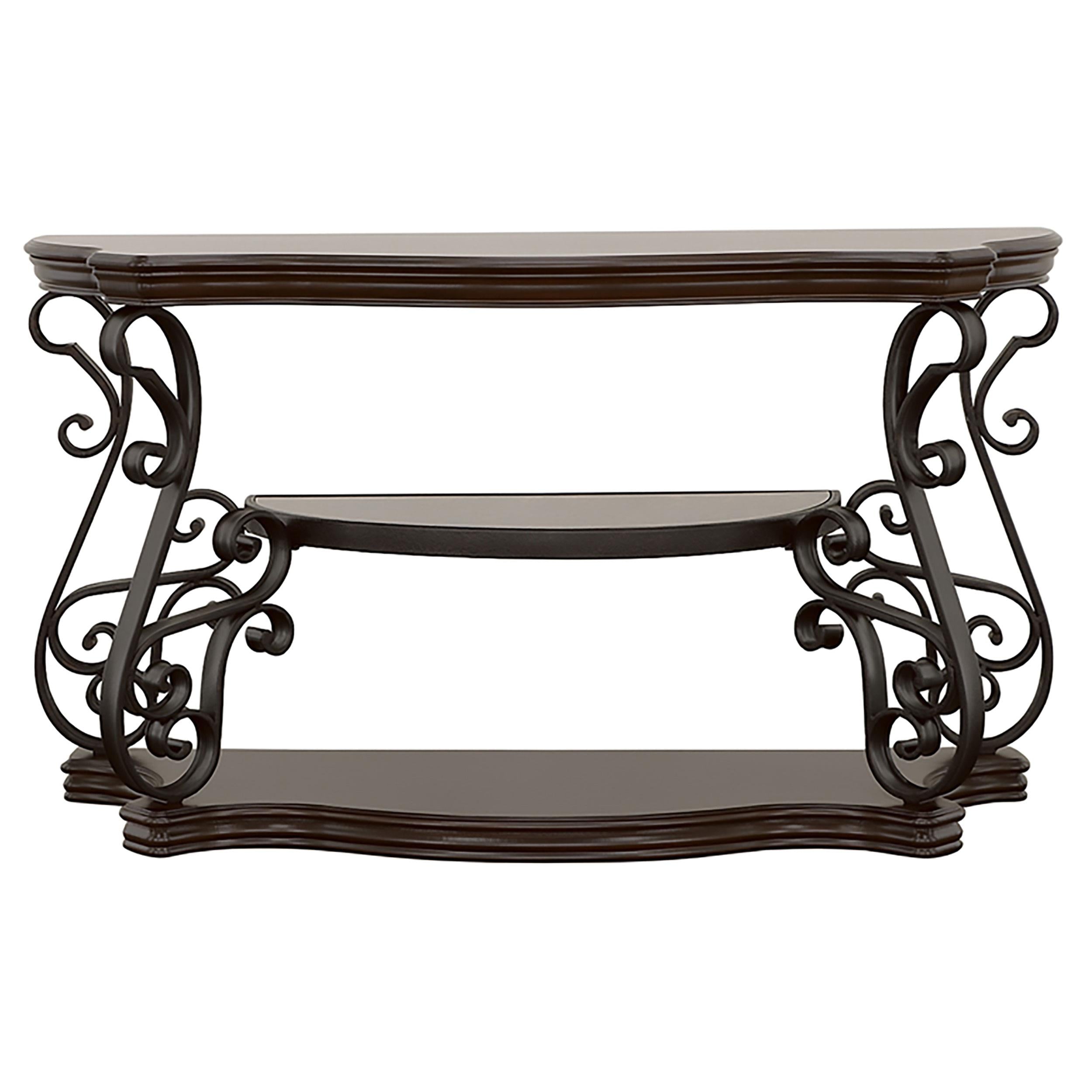 Coaster Furniture Laney 702449 Scrollwork Entryway Sofa Console Table - Deep Merlot - Image 3