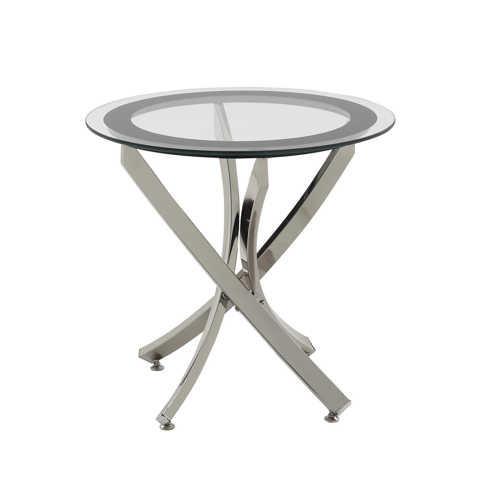 Coaster Furniture Brooke 702587 Round Glass Top Side End Table Metal Base – Chrome