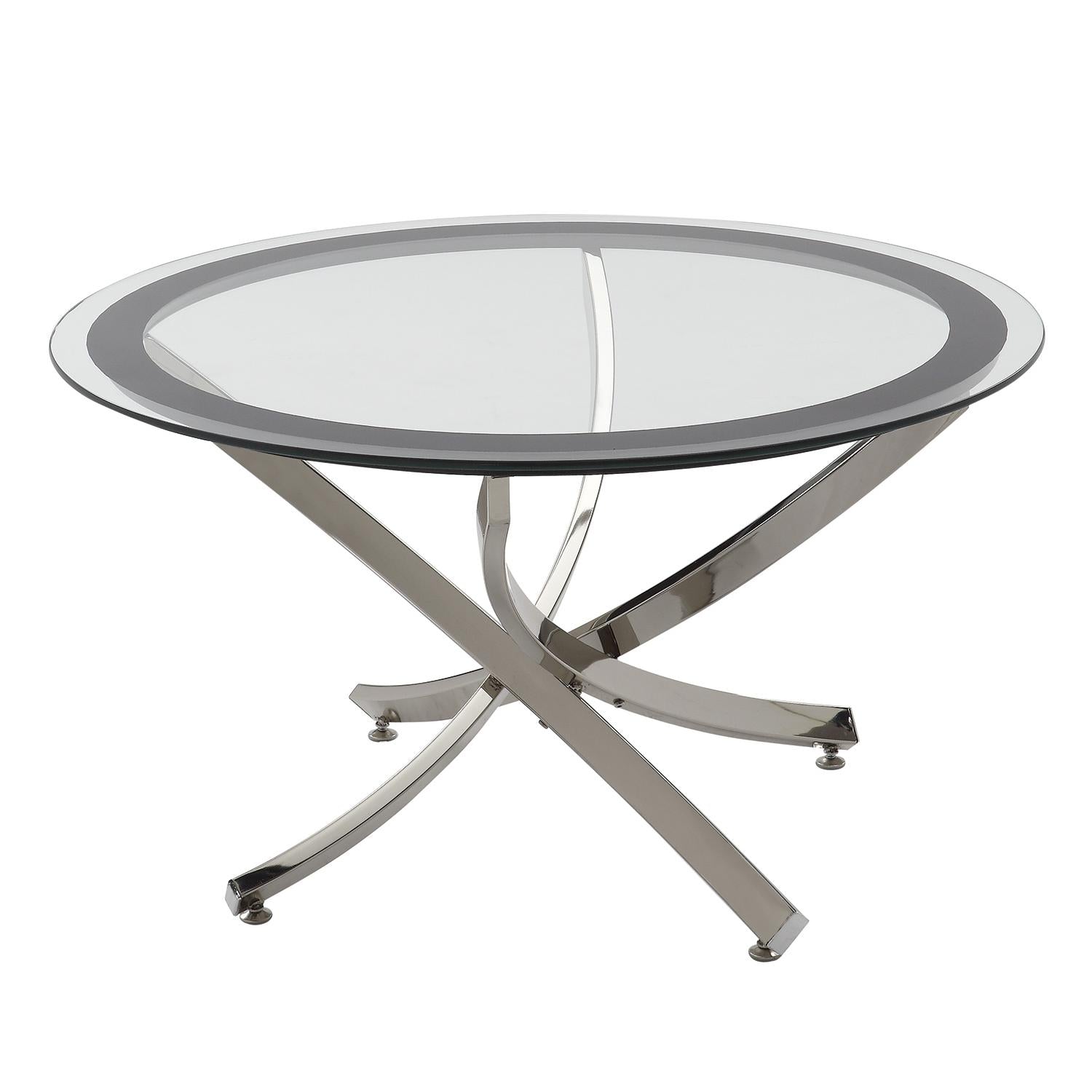 Coaster Furniture Brooke 702588 Round Glass Top Coffee Table Metal Base – Chrome