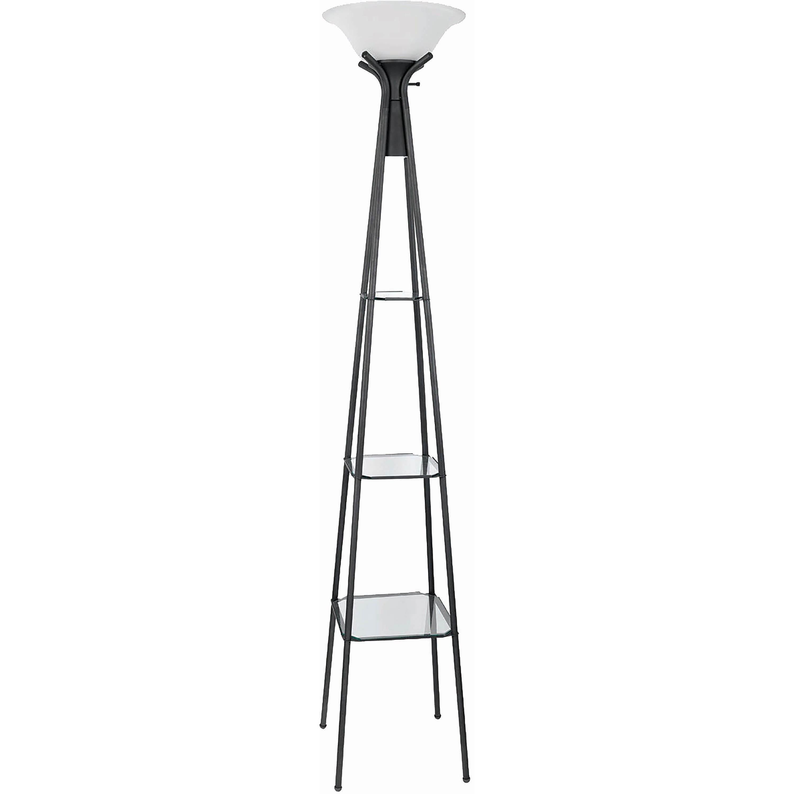 Coaster Furniture Gianni 901420 70-inch 3-shelf Frosted Torchiere Floor Lamp - Black - Image 1