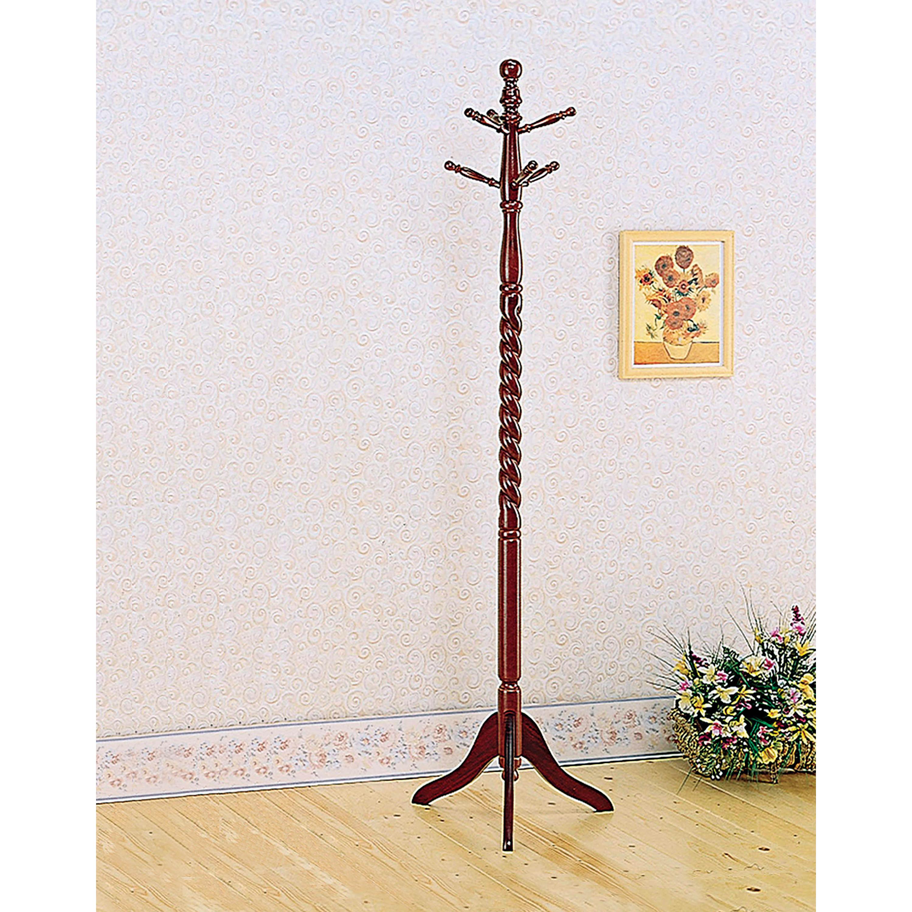 Coaster Furniture Riona 3058 6 Hook Freestanding Wood Coat Rack Hat Hanger – Merlot
