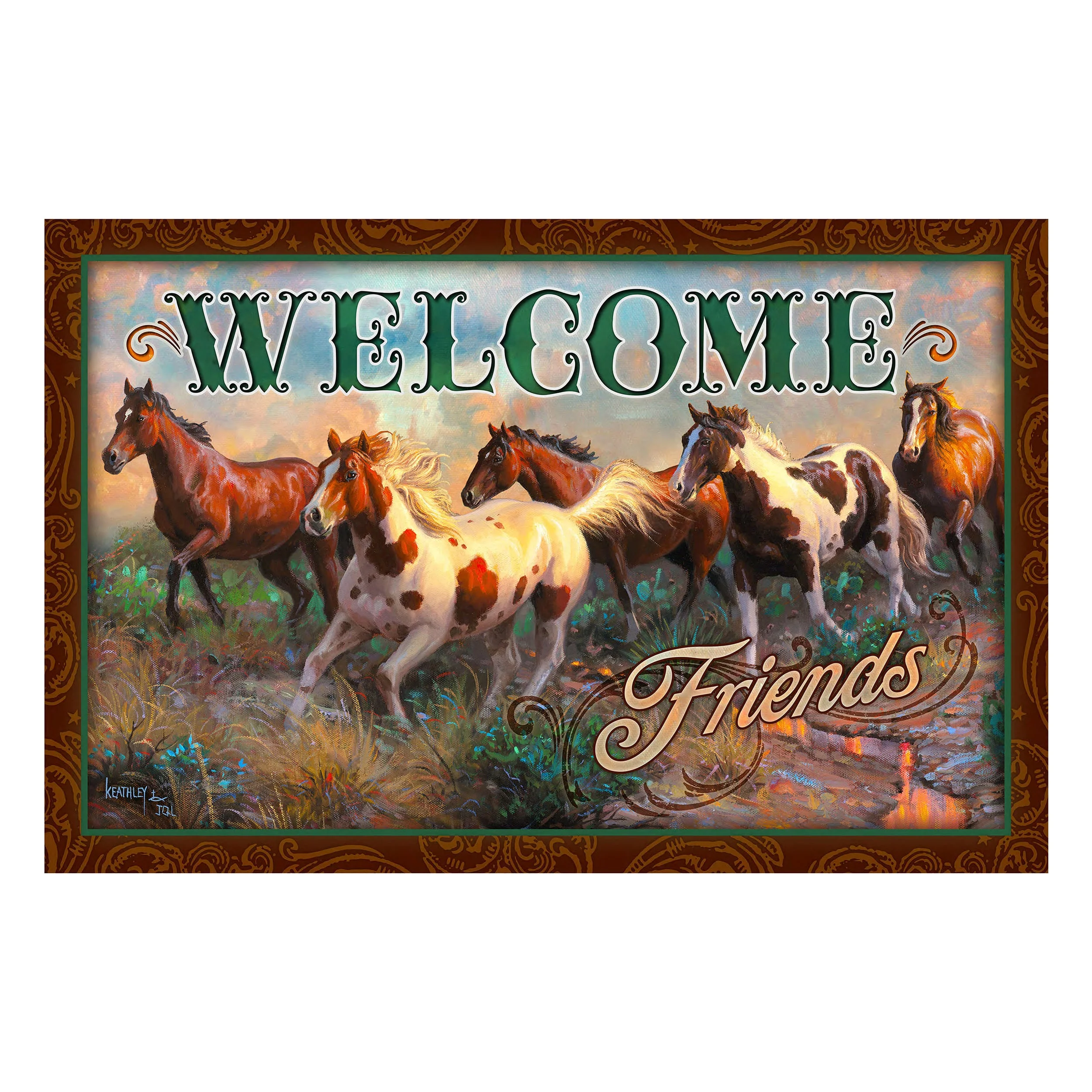 Door Mat Rubber 26in x 17in-Welcome Horse - Image 1