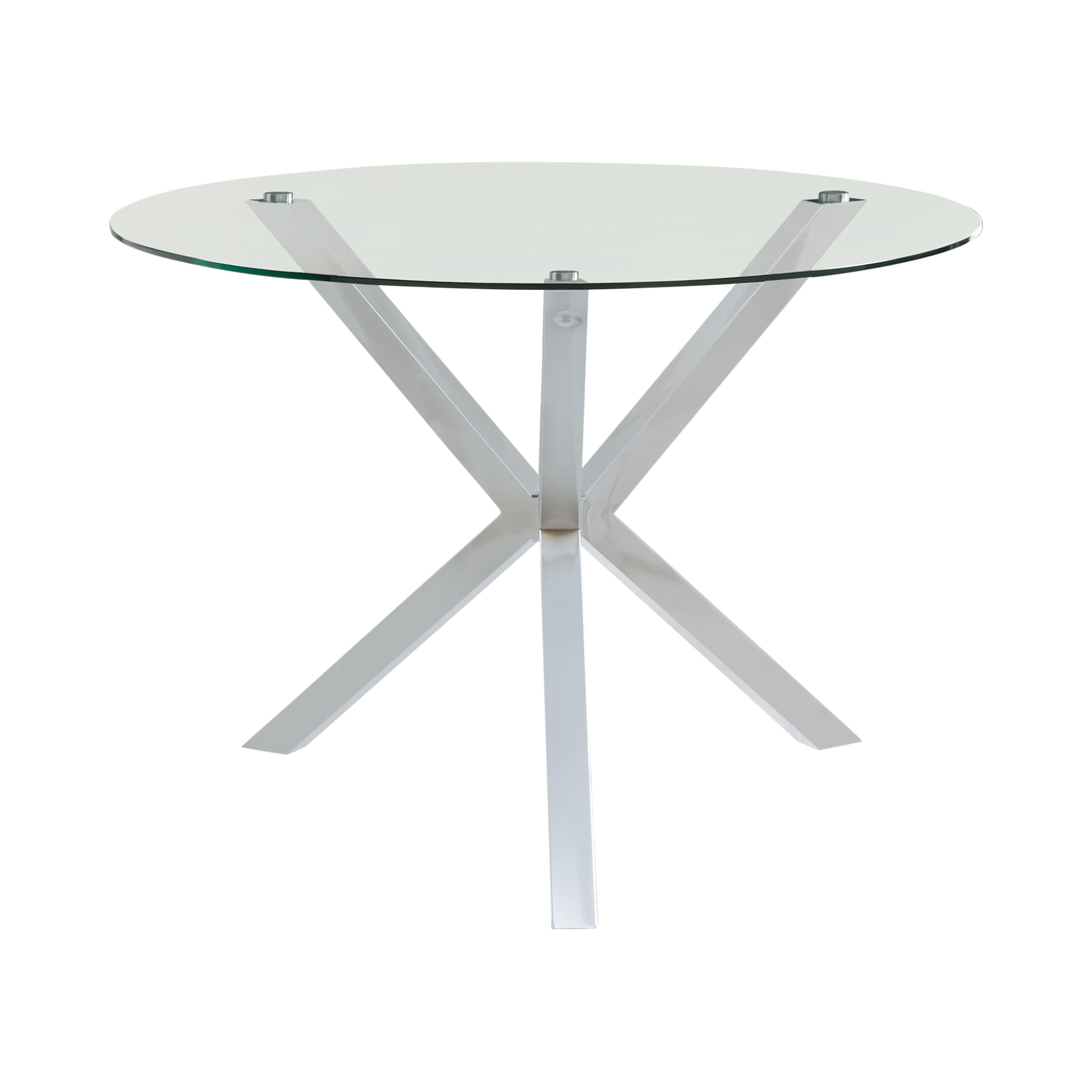 Coaster Furniture Vance 120760 Round 41-inch Glass Top Asterisk Dining Table - Chrome - Image 1