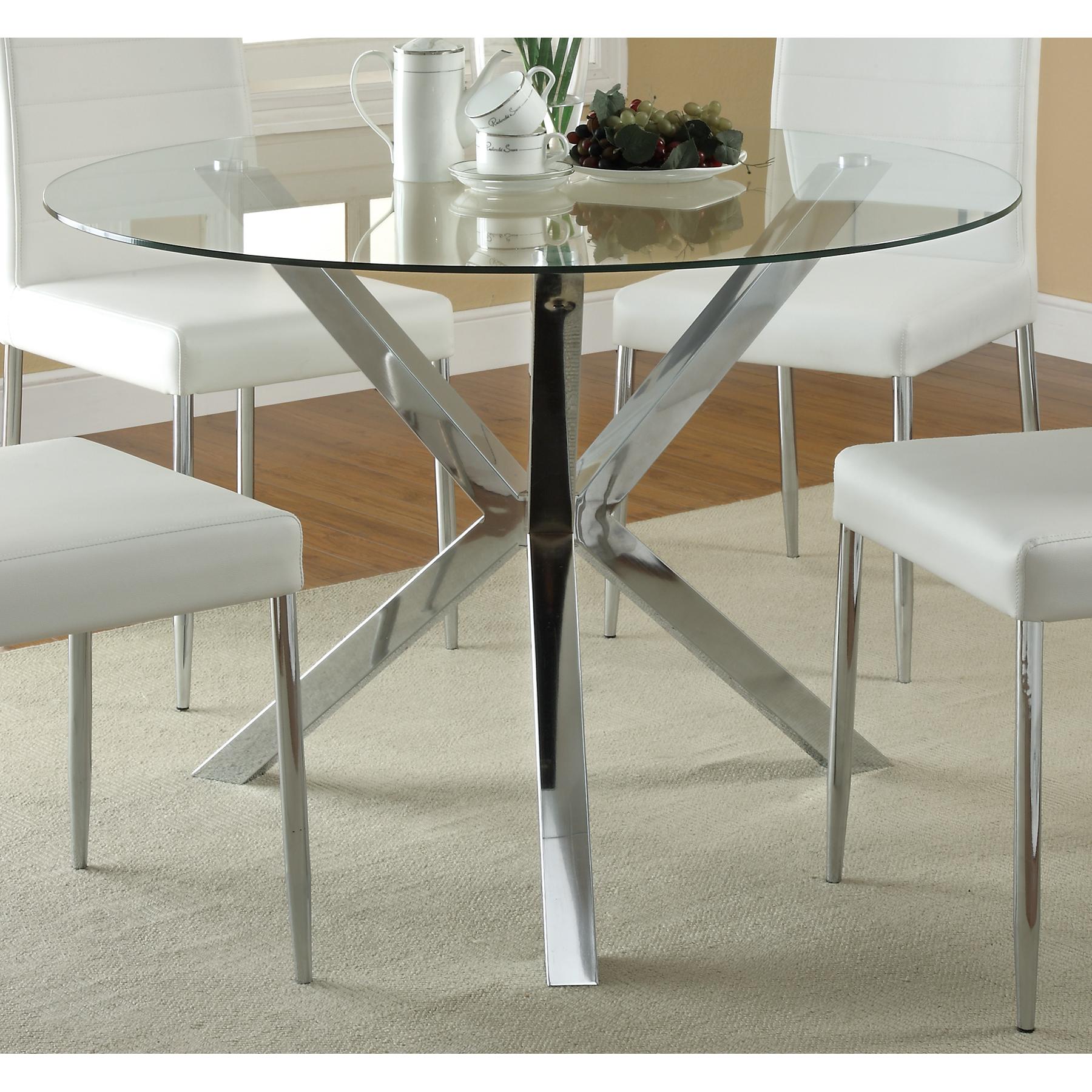 Coaster Furniture Vance 120760 Round 41-inch Glass Top Asterisk Dining Table - Chrome - Image 2