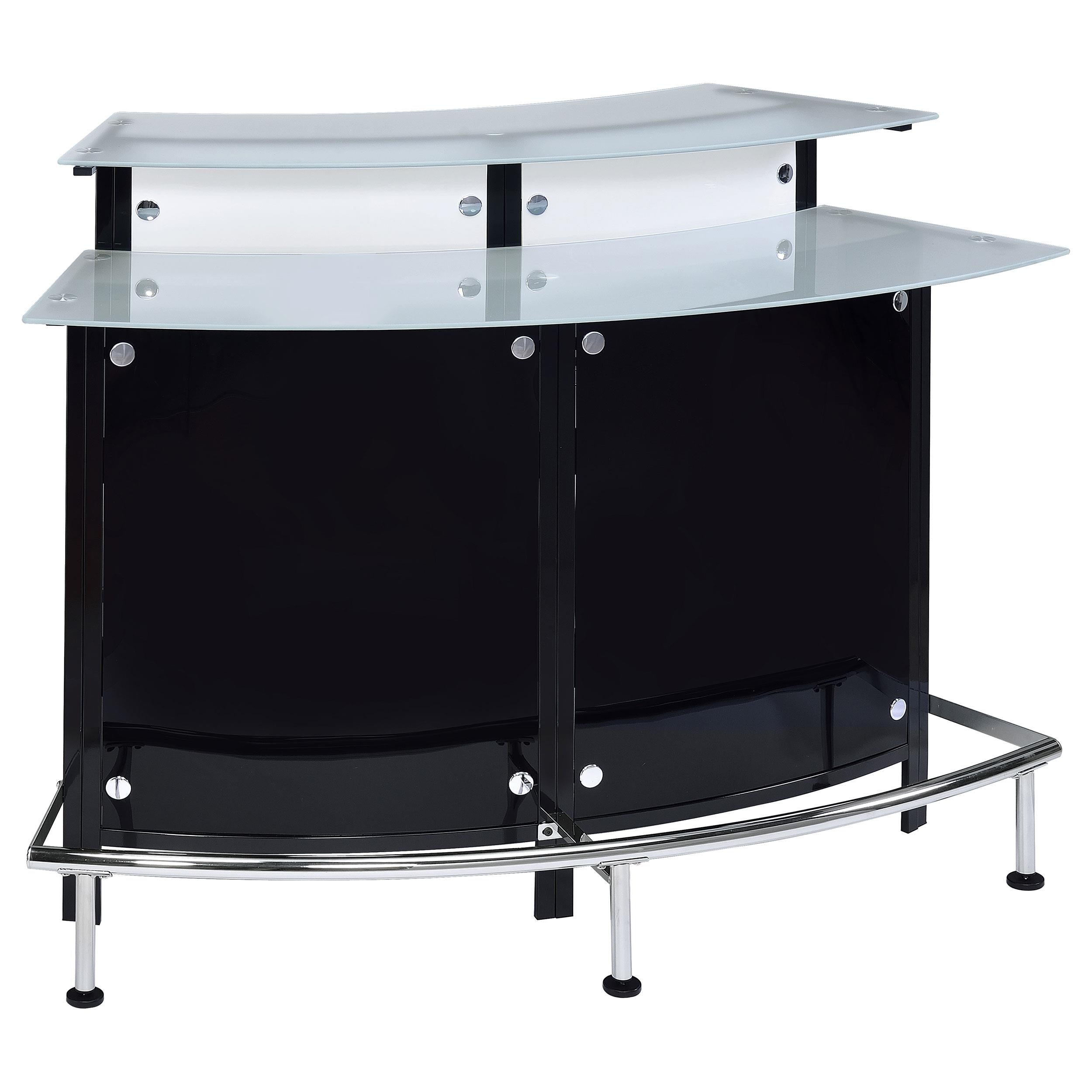 Coaster Furniture Keystone 100139 Curved Glass Top Home Bar Wine Cabinet – Black