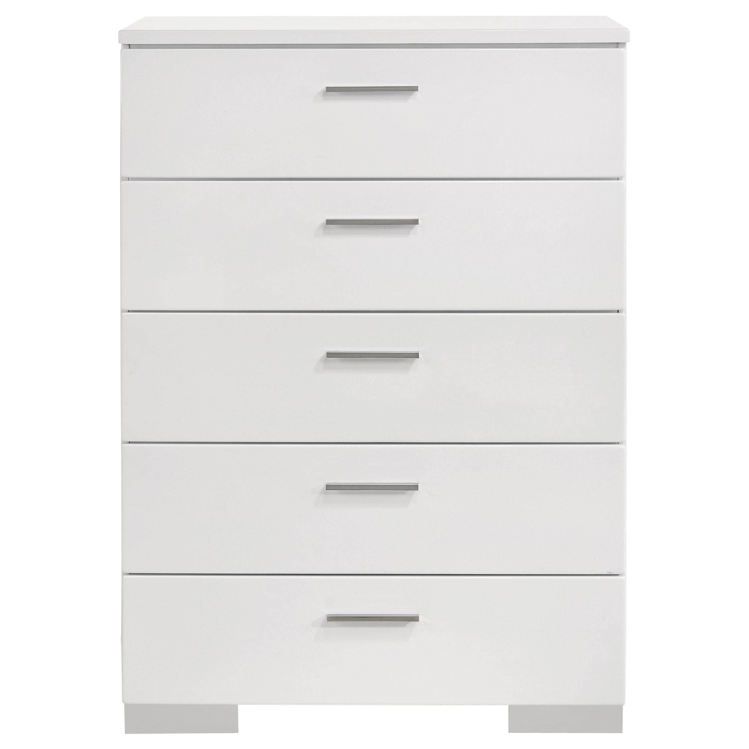 Coaster Furniture Felicity 203505 5-Drawer Bedroom Chest - White High Gloss - Image 2