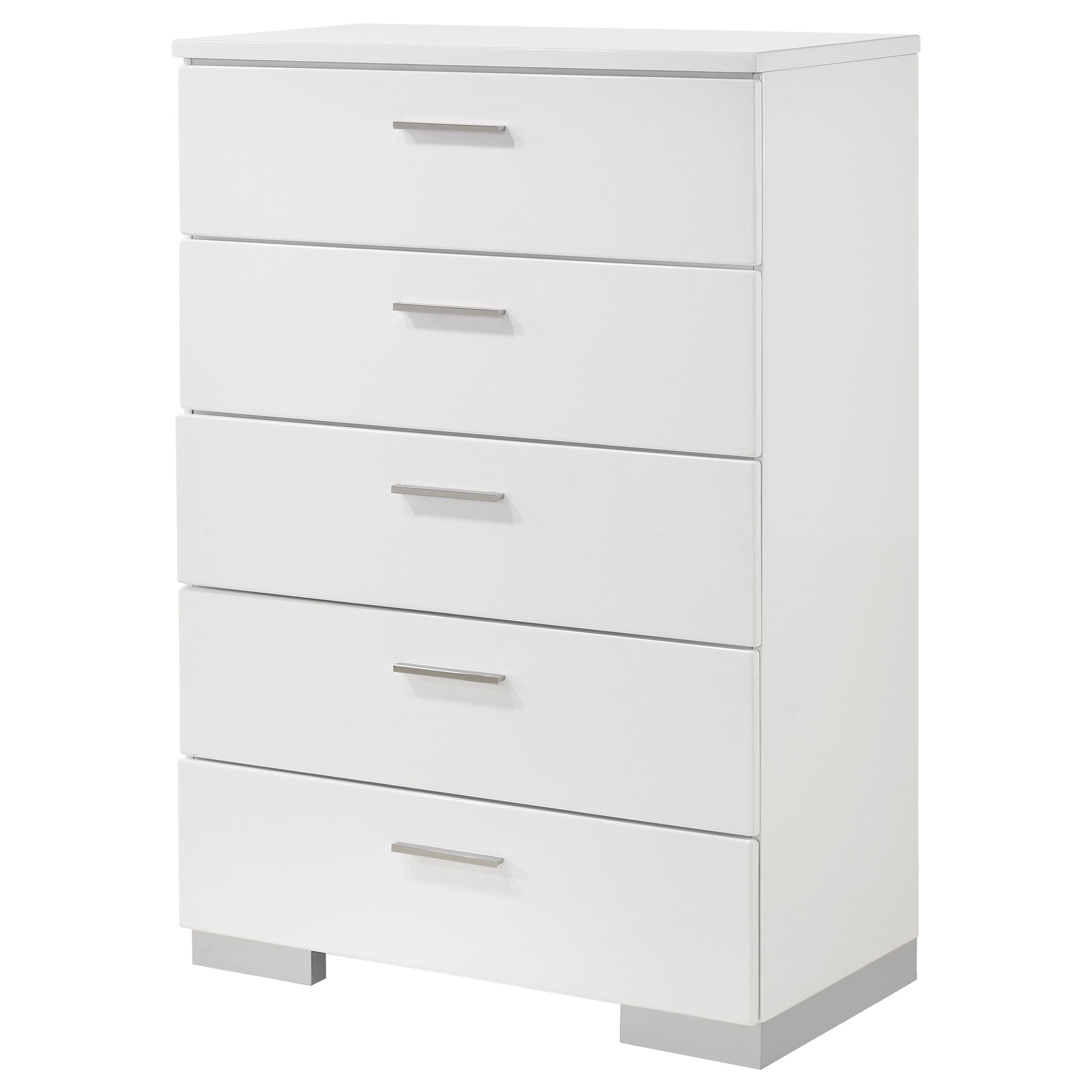 Coaster Furniture Felicity 203505 5-Drawer Bedroom Chest - White High Gloss - Image 3