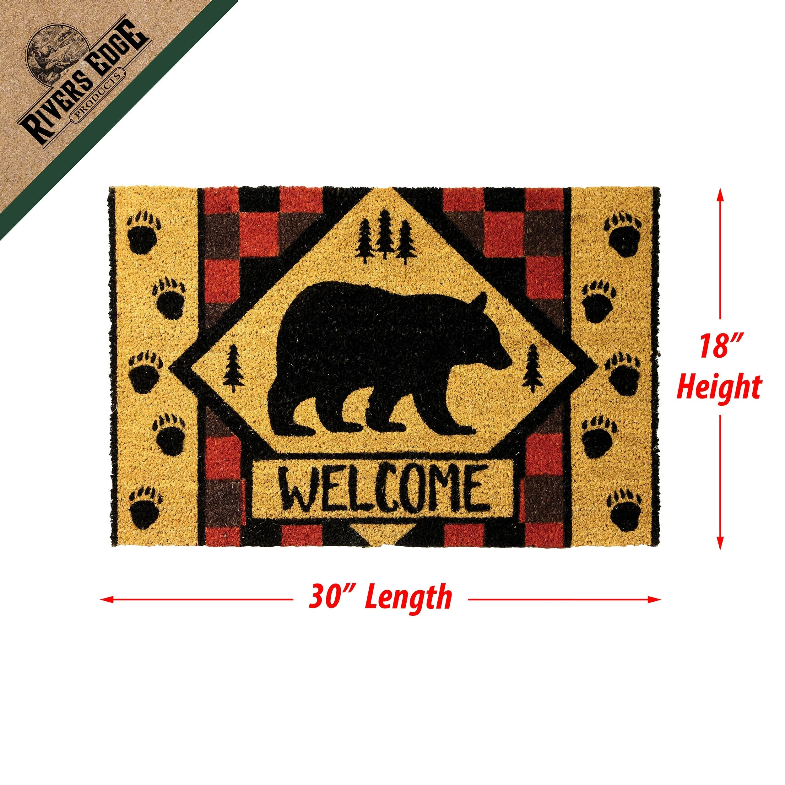 Coir Mat 30in x 18in-Welcome Bear - Image 3