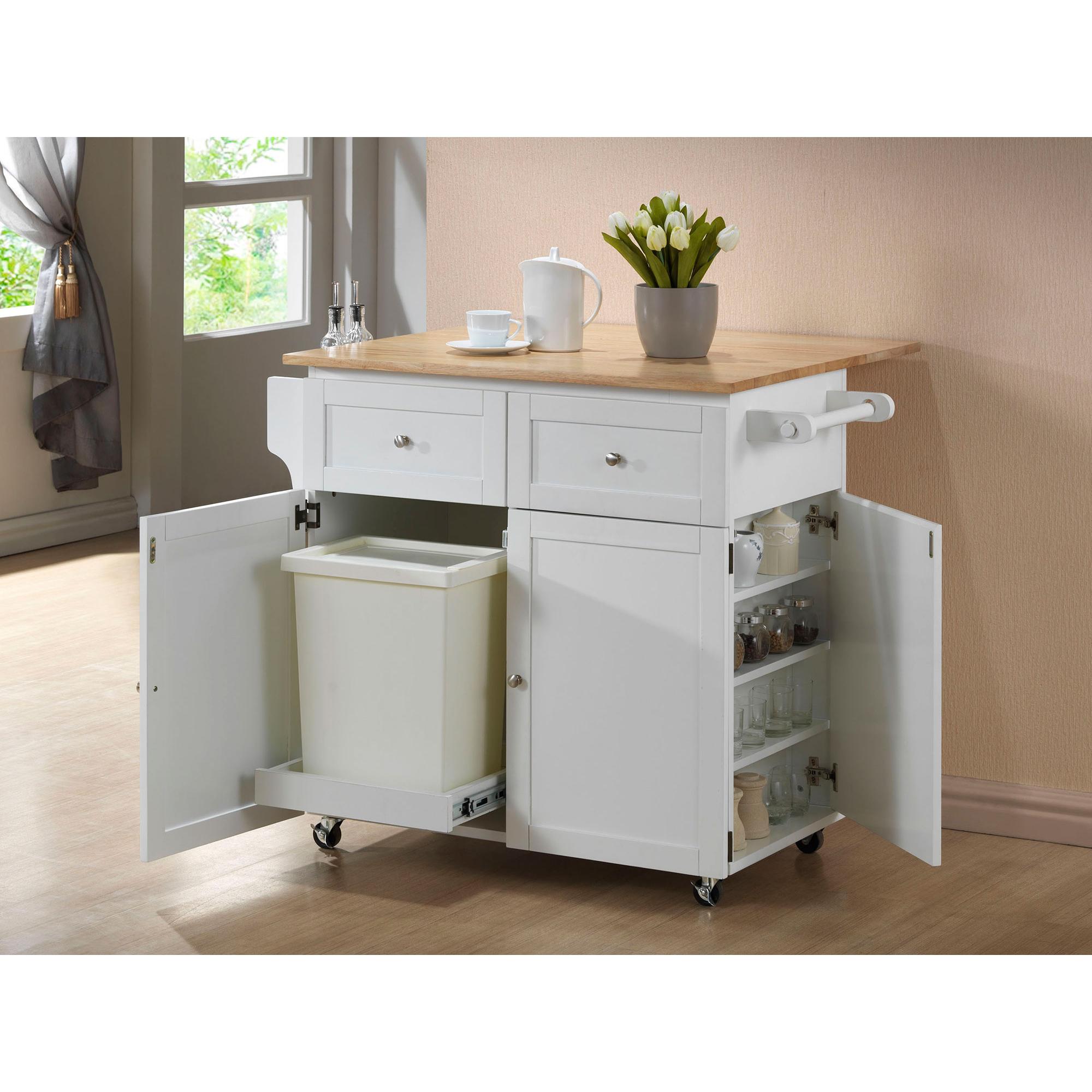 Coaster Furniture Jalen 900558 3-door Mobile Kitchen Cart - Natural Brown and White - Image 3