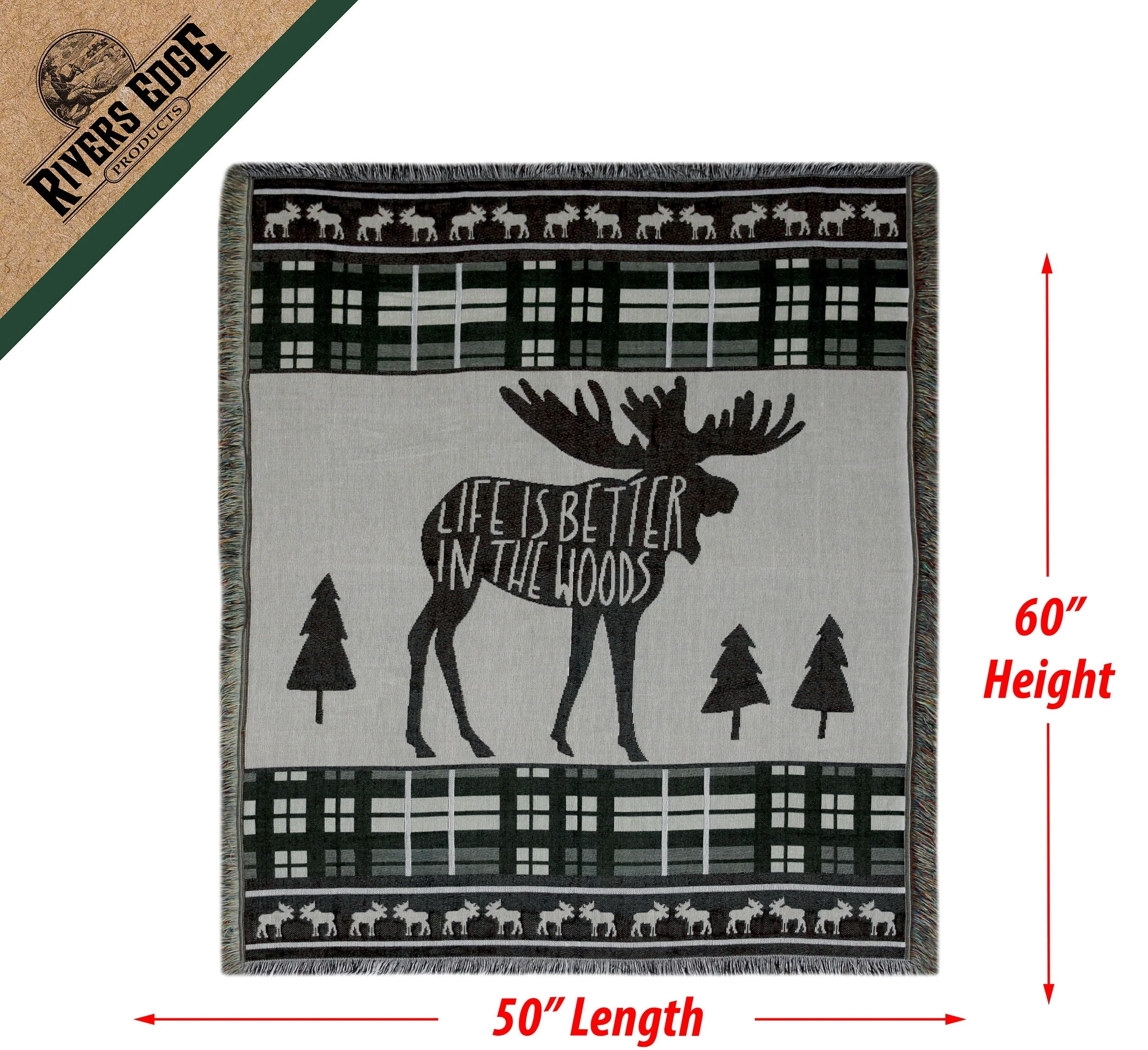 Tapestry Throw 50in x 60in-Moose - Image 2